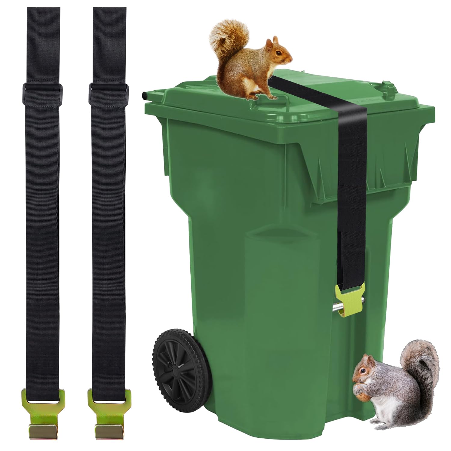 Bear Proof Trash Can Lid Lock - Heavy Duty Outdoor Garbage Bin Lock for Raccoons, Squirrels, Dogs & Rodents - Secure Trash Can During Storms & High Winds - Perfect for Camping, Backyards & Wildlife Areas