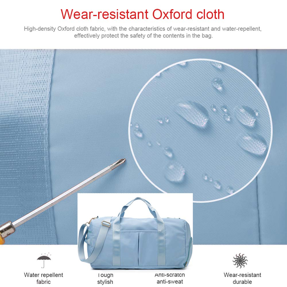**Waterproof Gym Bag for Men & Women - 29L Light Blue Sports Duffle with Shoe Compartment & Wet Pocket - Ideal for Workout, Travel & Yoga**
