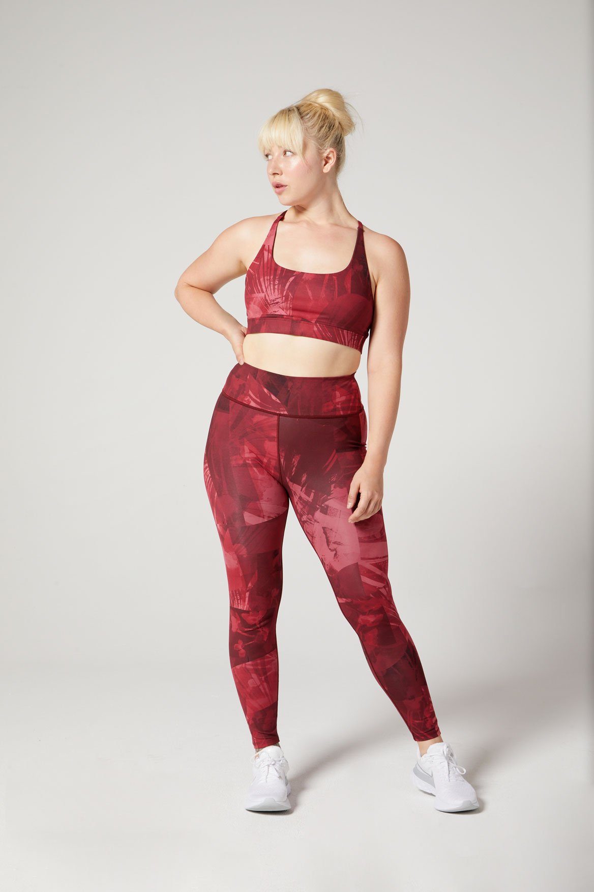 Gaby Strap Back Bra in Magenta Fern - Comfortable Lace Bralette for Everyday Wear, Yoga, and Lounge