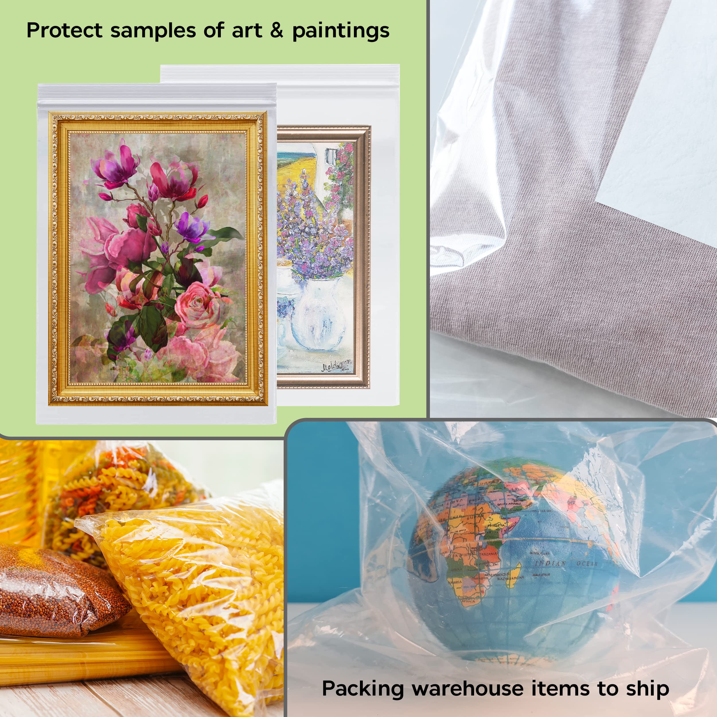 50 Pack Extra Large 5 Gallon Clear Storage Bags - 18