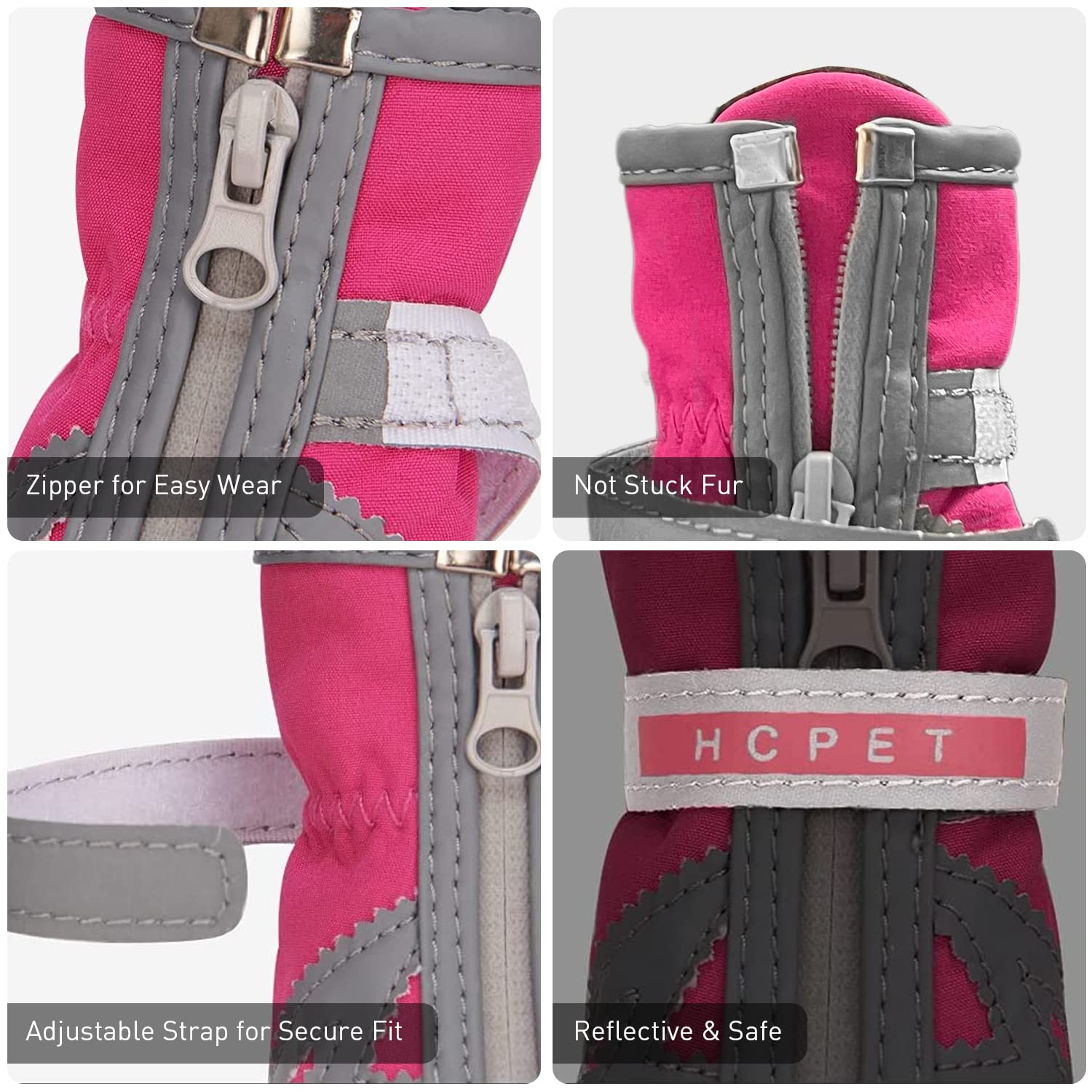 **Winter Snow Dog Boots for Small & Medium Dogs - Anti-Slip Rugged Sole, Reflective Zipper Booties for Hiking & Outdoor Adventures - Comfortable Paw Protectors for Snow, Ice & Rough Terrain**
