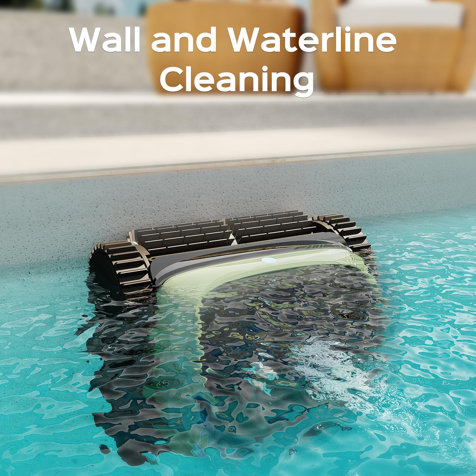 Cordless Robotic Pool Cleaner for Inground Pools - 1600 Sq.ft, 150min Runtime - Perfect for Wall & Waterline Cleaning