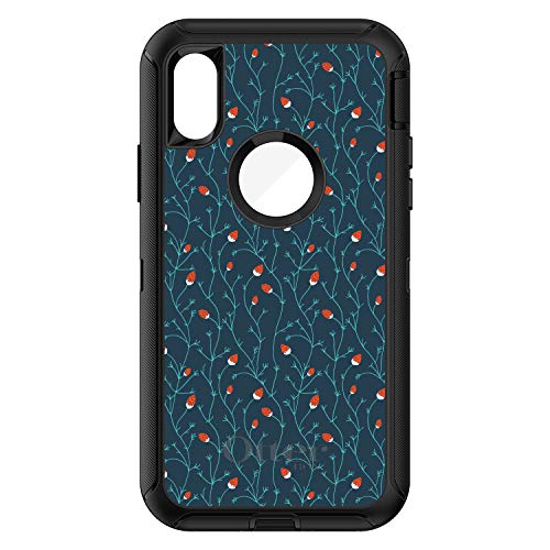 Modern Floral - Strawberry Vine - Teal Navy On Black Case