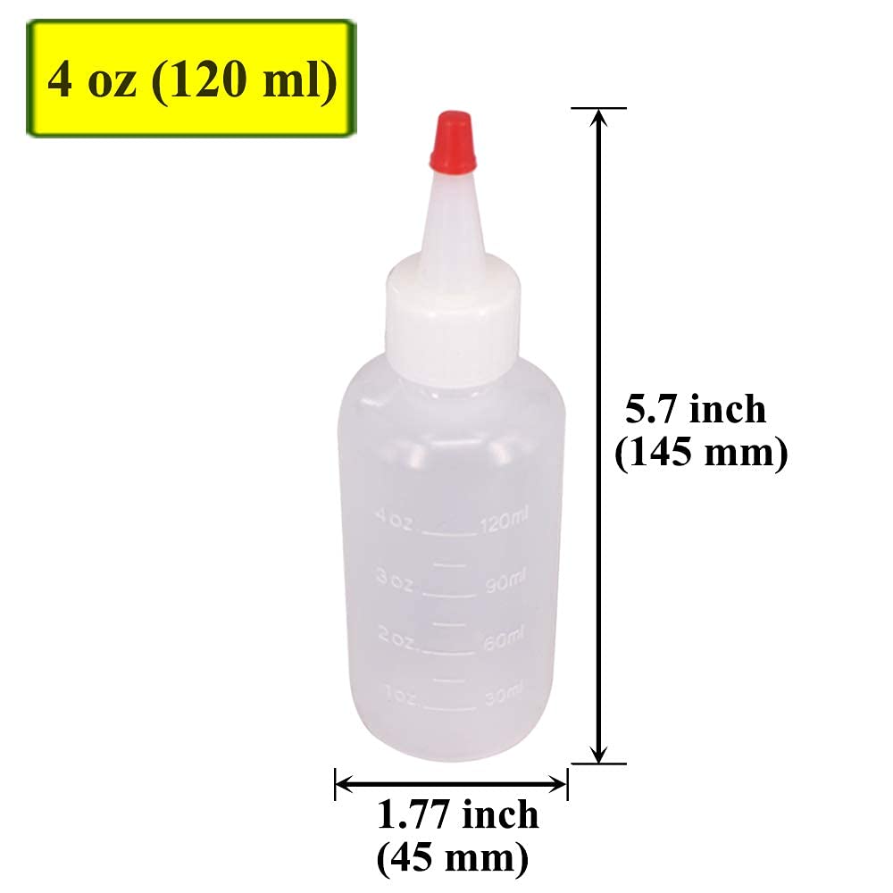 12 Pack 4-Ounce Empty Plastic Squeeze Bottles with Red Tip Caps - Multipurpose Squirt Bottles for Condiments, Sauces, Oils & Crafts (Kitchen, Restaurant, DIY Projects)