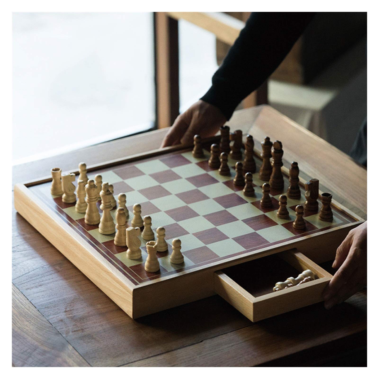 Premium Wooden Chess Set 11.8x11.8 Inch - Standard Tournament Chess Board with Storage Drawer for Kids & Adults | Non-Folding Classic Chess Game for Home, Office, Travel & Gifts (Large Size)