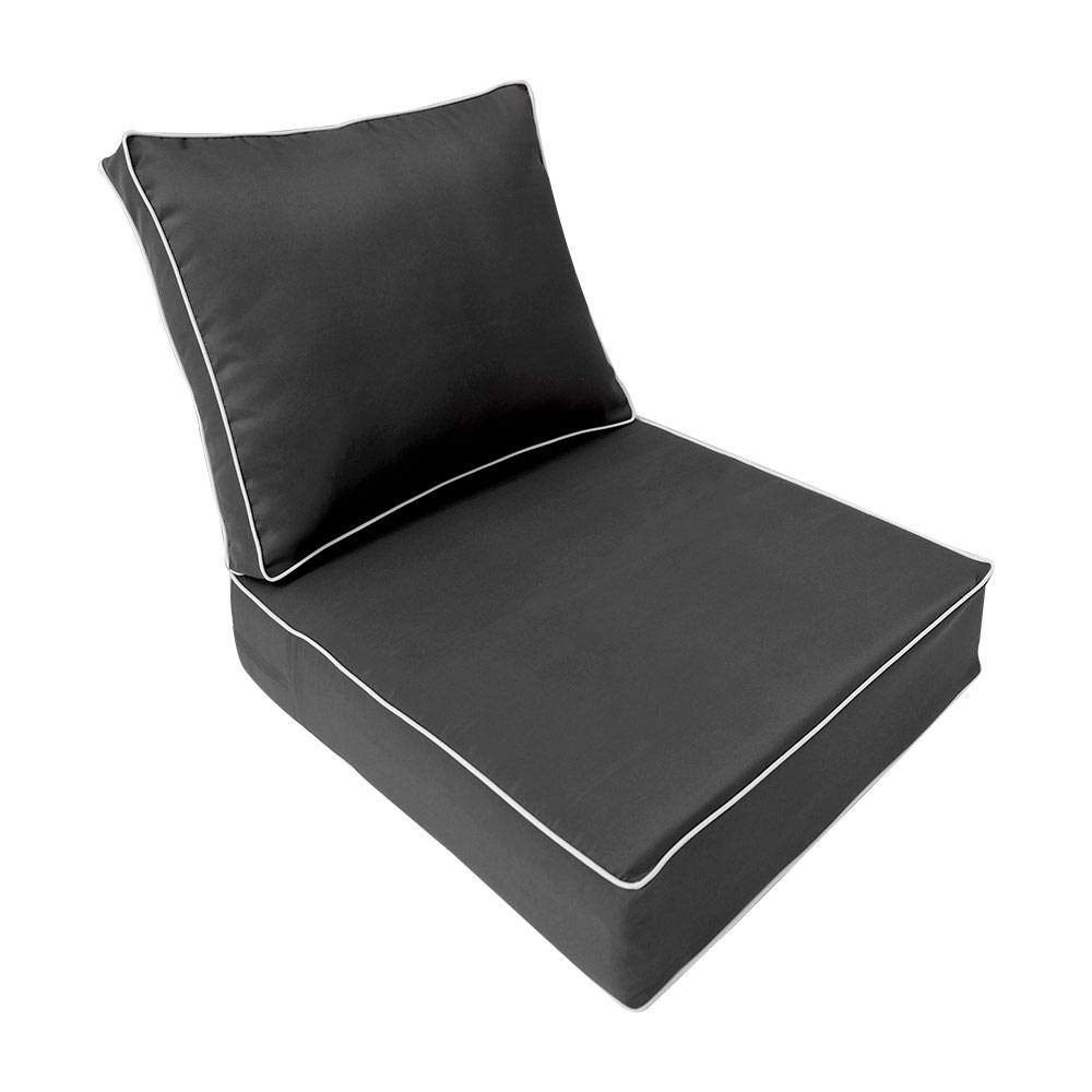 Contrast Pipe Trim Small 23x24x6 Deep Seat Back Cushion Slip Cover Set AD003 - Premium Sofa Protector for Living Room, Bedroom & Office Furniture