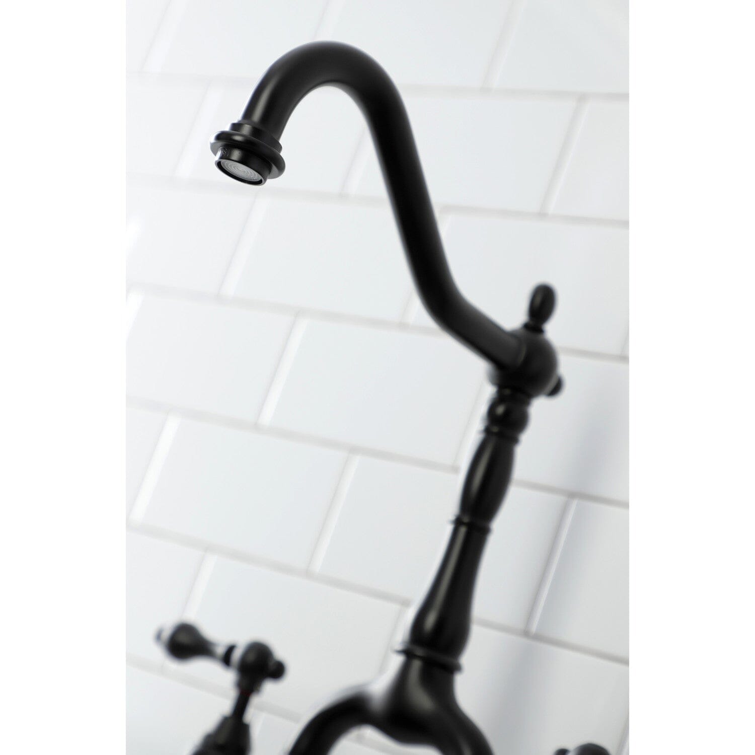 English Country Style Two-Handle 3-Hole Deck Mount Bridge Kitchen Faucet with Brass Side Sprayer - Perfect for Farmhouse, Cottage & Vintage Style Kitchens