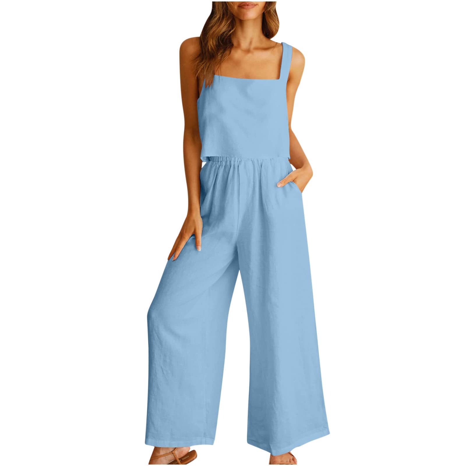 Women's 2-Piece Matching Shorts Set - Summer Lounge & Beach Outfit - Comfortable Cotton Shorts & Top Set for Casual Wear, Vacation, and Relaxation