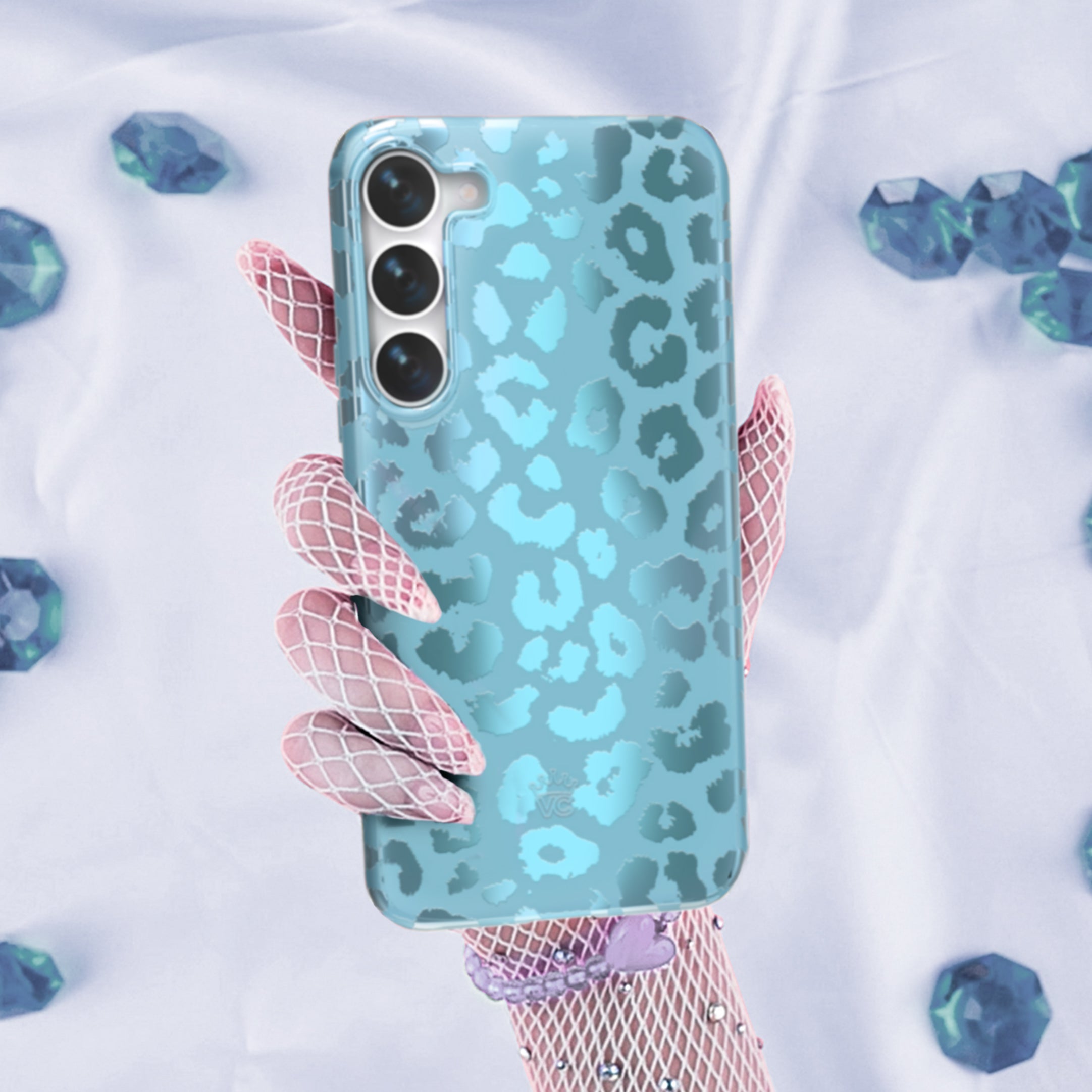 Blue Sapphire Leopard Print Samsung Phone Case - Protective Slim Fit Cover for Galaxy S21/S22/S23 - Stylish Animal Print Design for Women & Men - Perfect for Daily Use, Travel & Gifts