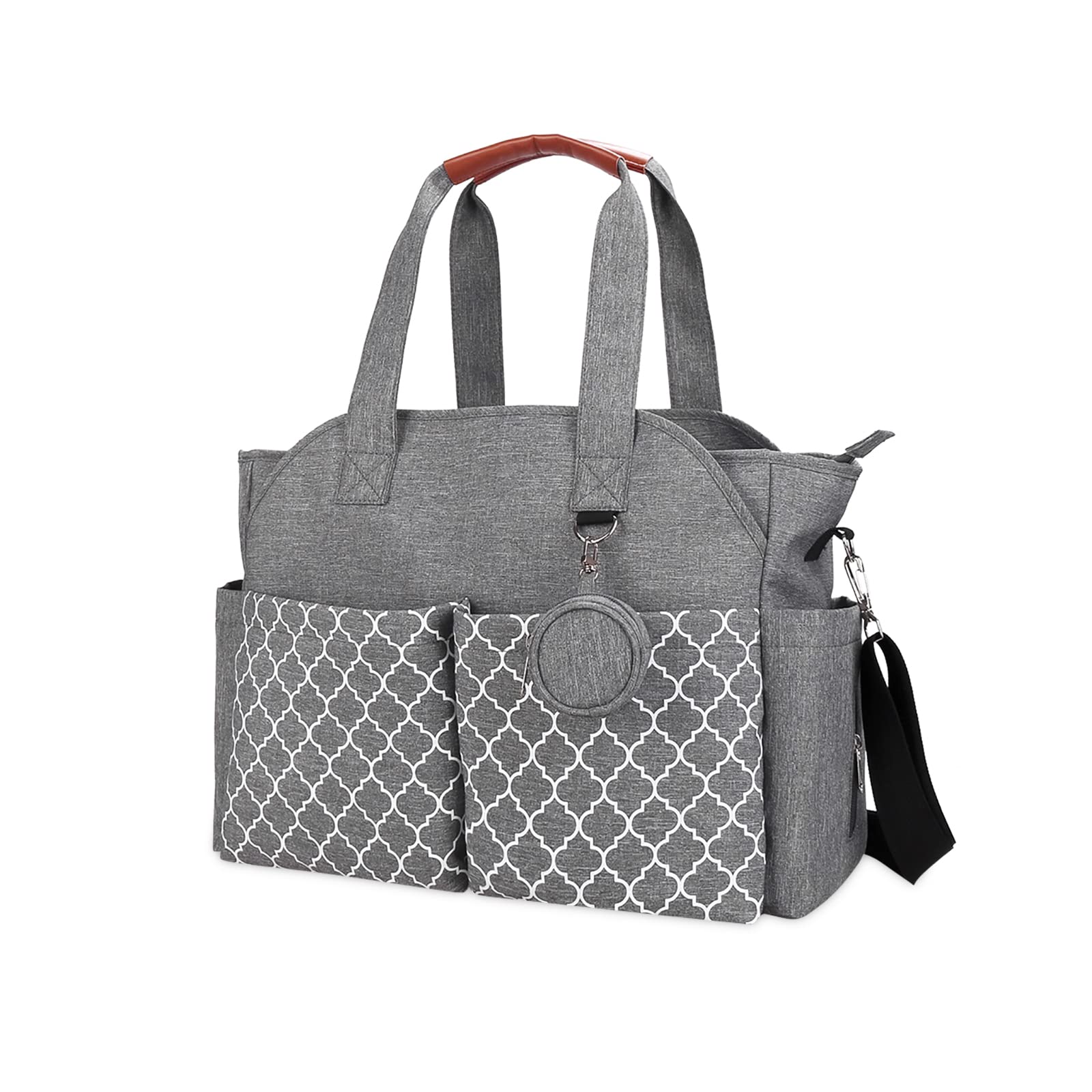 SONARIN Waterproof Baby Changing Bag - Large Capacity Diaper Tote for Travel & Outings (Grey)