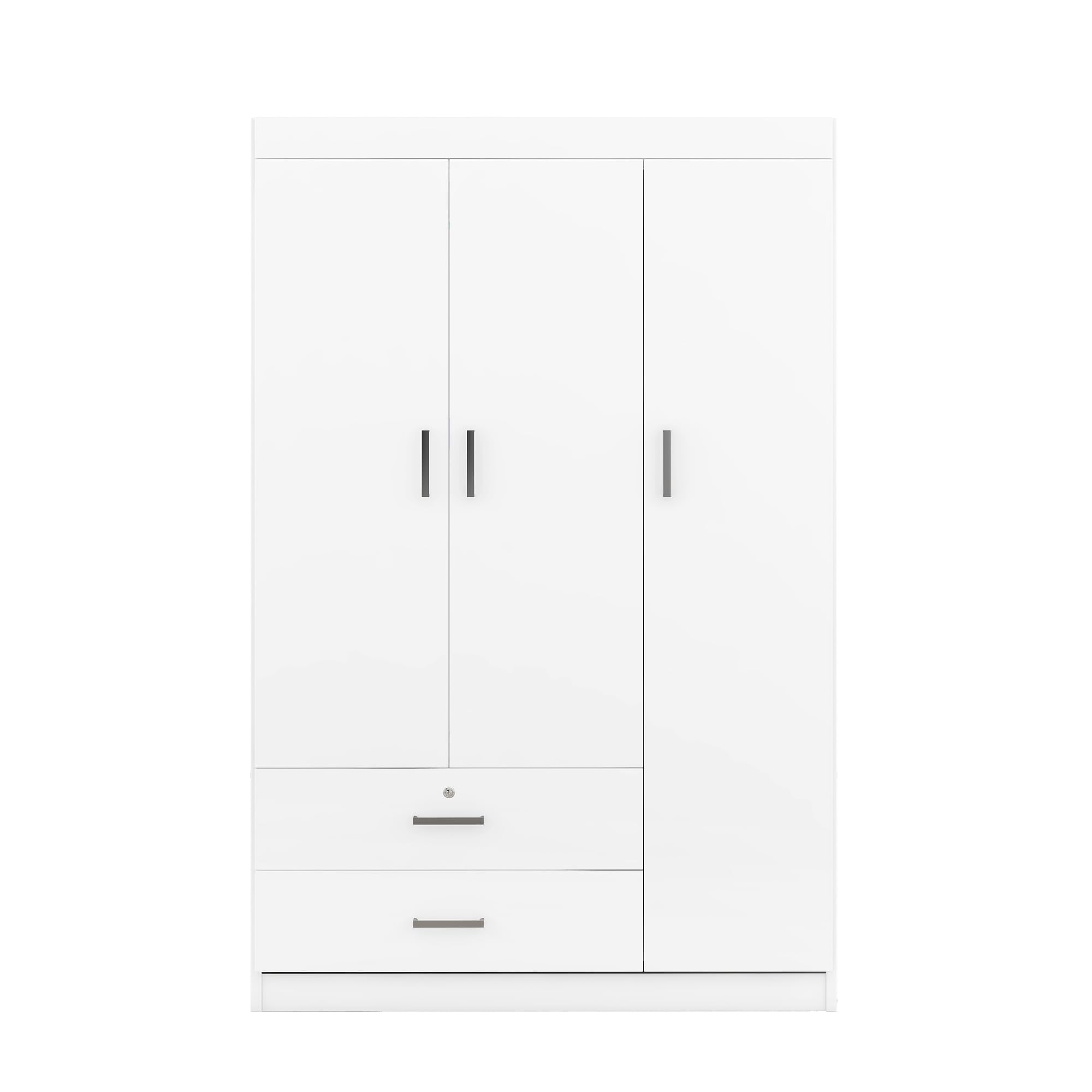 Merax 3-Door Wardrobe Cabinet with Storage Drawers, Shelves & Hanging Rail - Closet Organizer for Bedroom, Clothes Storage & Home Organization | Perfect for Small Spaces, Apartments & Dorm Rooms