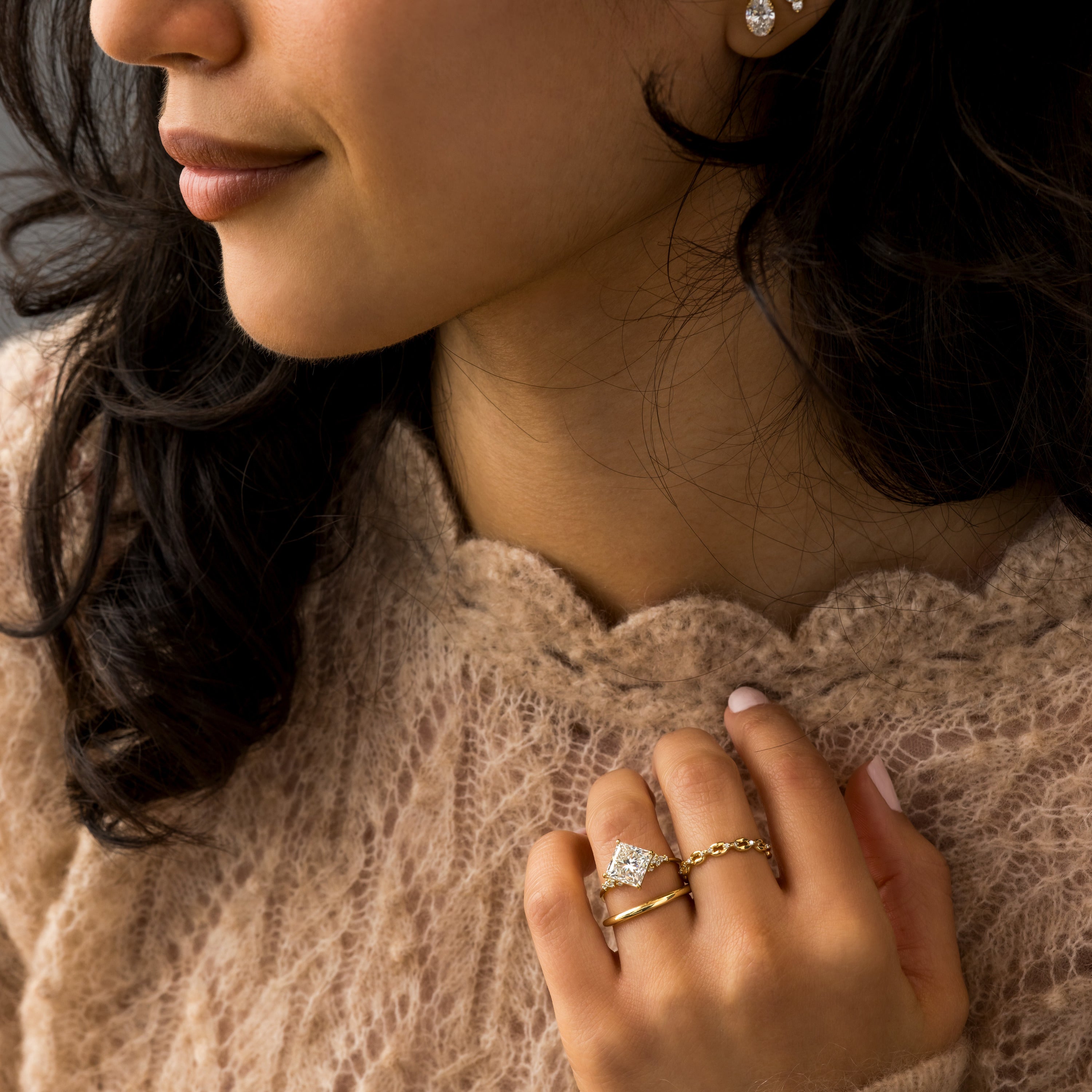Elegant Damask Princess Cut Ring for Women - Perfect for Weddings, Engagements & Special Occasions