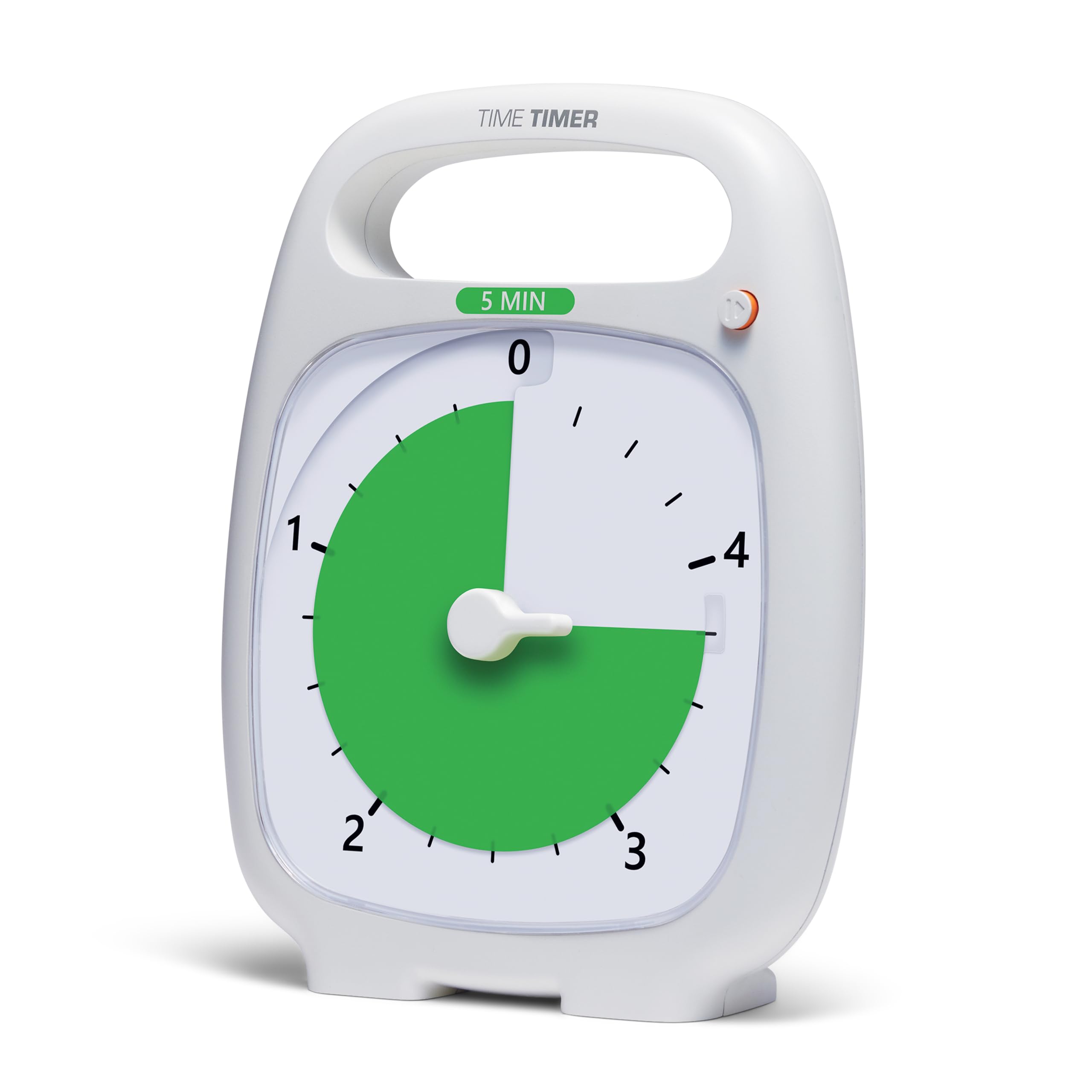 TIME TIMER PLUS 5 Minute Visual Countdown Timer - Silent Operation Desk Clock with Portable Handle for Classroom, Office, Homeschooling & Study | Perfect for Time Management, Productivity & Focus Tasks (White)