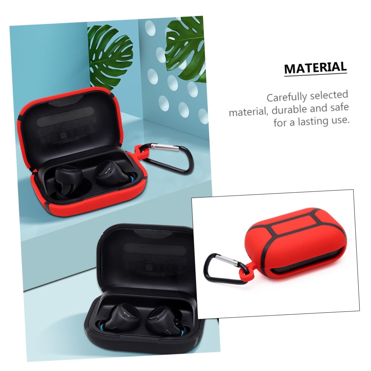 2 Pack Silicone Earbud Protector Case for Echo Buds - Shockproof Cover with Carrying Case (Red) - Perfect for Gym, Travel & Daily Commute