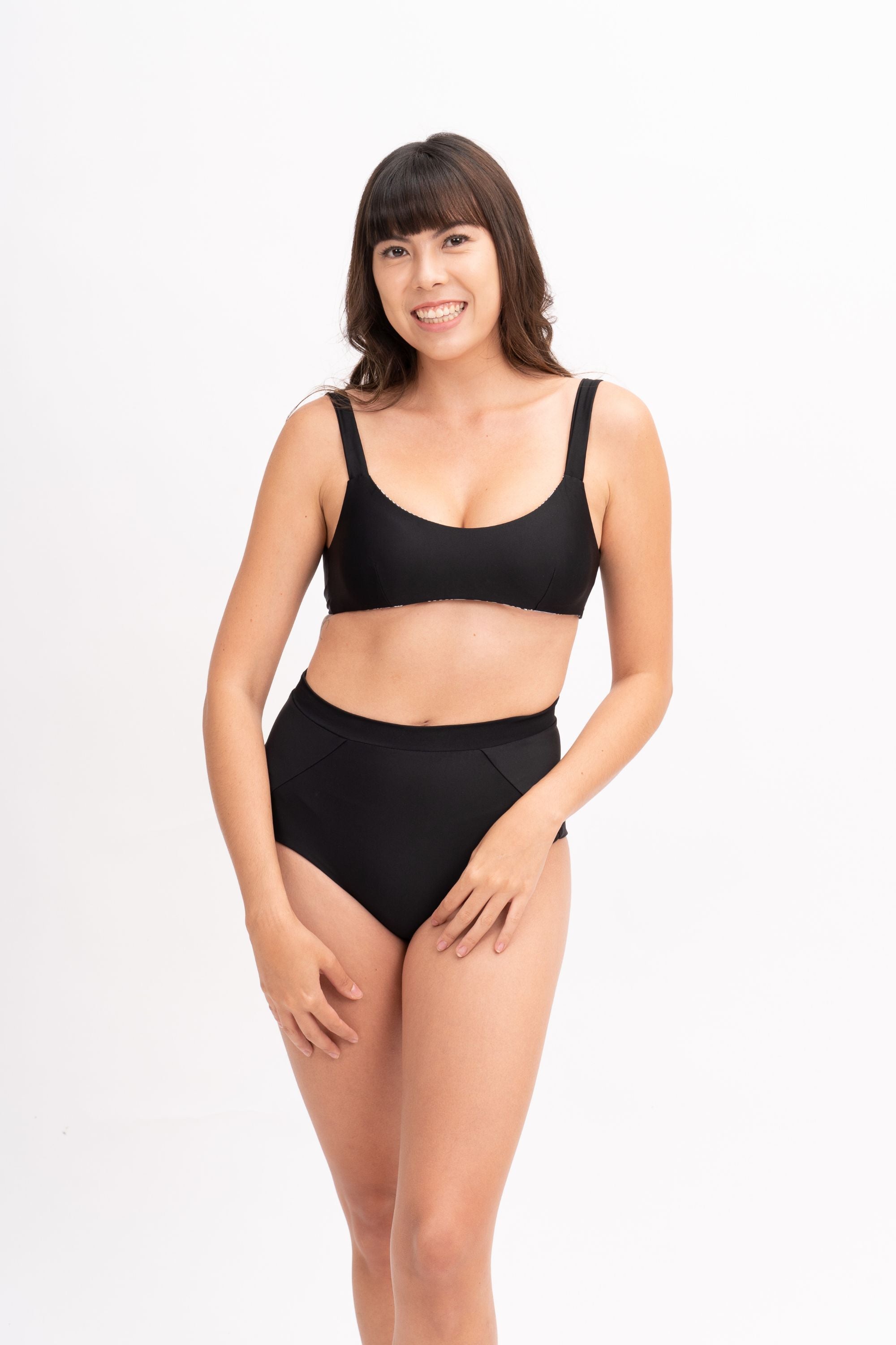 Reversible Rawa Scoop Bikini Top - Black/Tile Print | Swimwear for Beach, Pool & Vacation | Women's Fashion & Summer Essentials