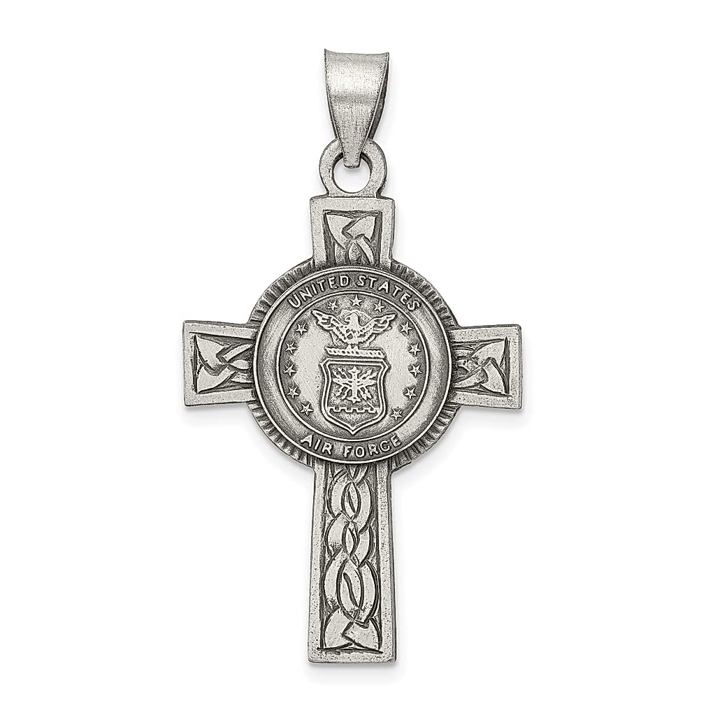 925 Sterling Silver US Air Force Cross Religious Pendant Charm Necklace - Military Patron Saint Medal of St. Christopher - Fine Jewelry for Women - Perfect Gift for Her - Ideal for Military Appreciation, Religious Occasions & Everyday Wear