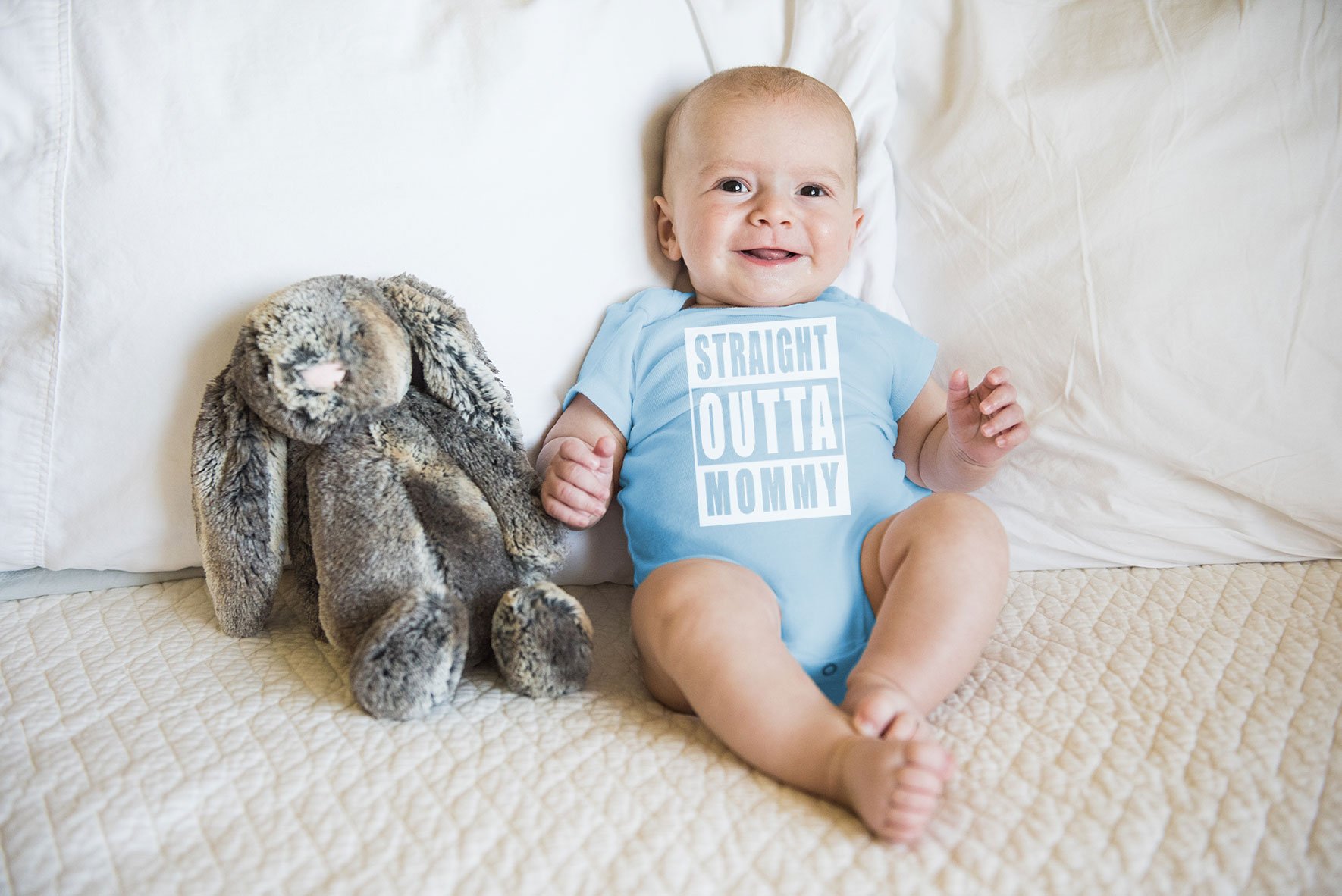 Funny Baby Bodysuit - Straight Outta Mommy Onesie for Newborn Boys & Girls - Cute Infant Outfit for Photos, Parties & Everyday Wear