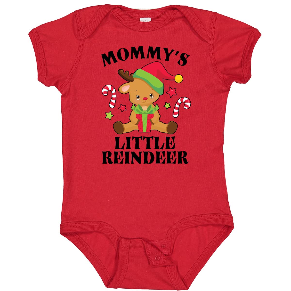Inktastic Christmas Mommy's Little Reindeer with Candy Canes Baby Bodysuit - Cute Holiday Outfit for Infants & Toddlers - Perfect for Family Photos, Christmas Parties & Festive Celebrations