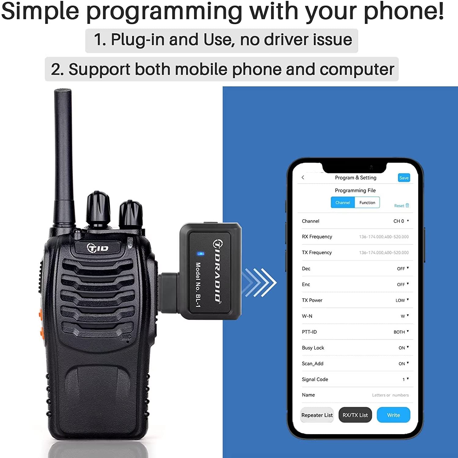 TIDRADO Long Range Walkie Talkies for Adults - 10 Pack Rechargeable Two Way Radios with 16CH, Frequency Copy, VOX & Flashlight - Ideal for Business, Outdoor Adventures & Emergency Communication (Black)