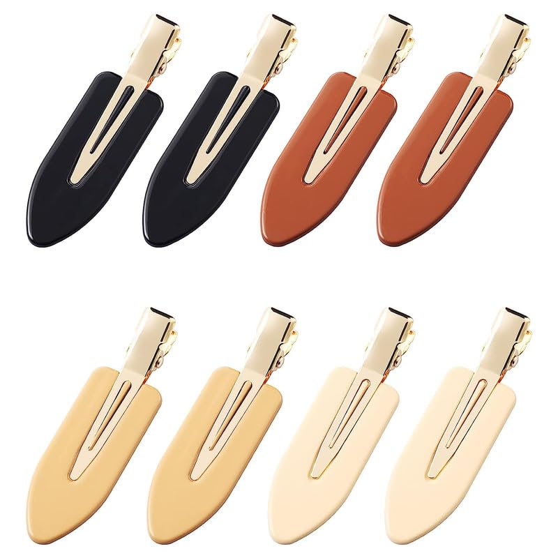 BELICIA 8 Pcs No Bend Hair Clips - Duckbill Clips for Salon, Women & Girls - No Crease, No Dent Flat Claw Clips - Alligator Hair Barrettes for Hairstyling & Makeup (Multicolor) - Perfect for Styling Bangs, Updos & Hair Extensions