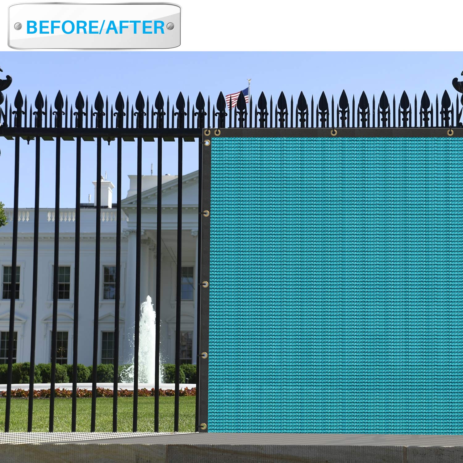 Turquoise Privacy Screen Fence - 2'x202' UV Block Mesh Shade for Garden & Backyard