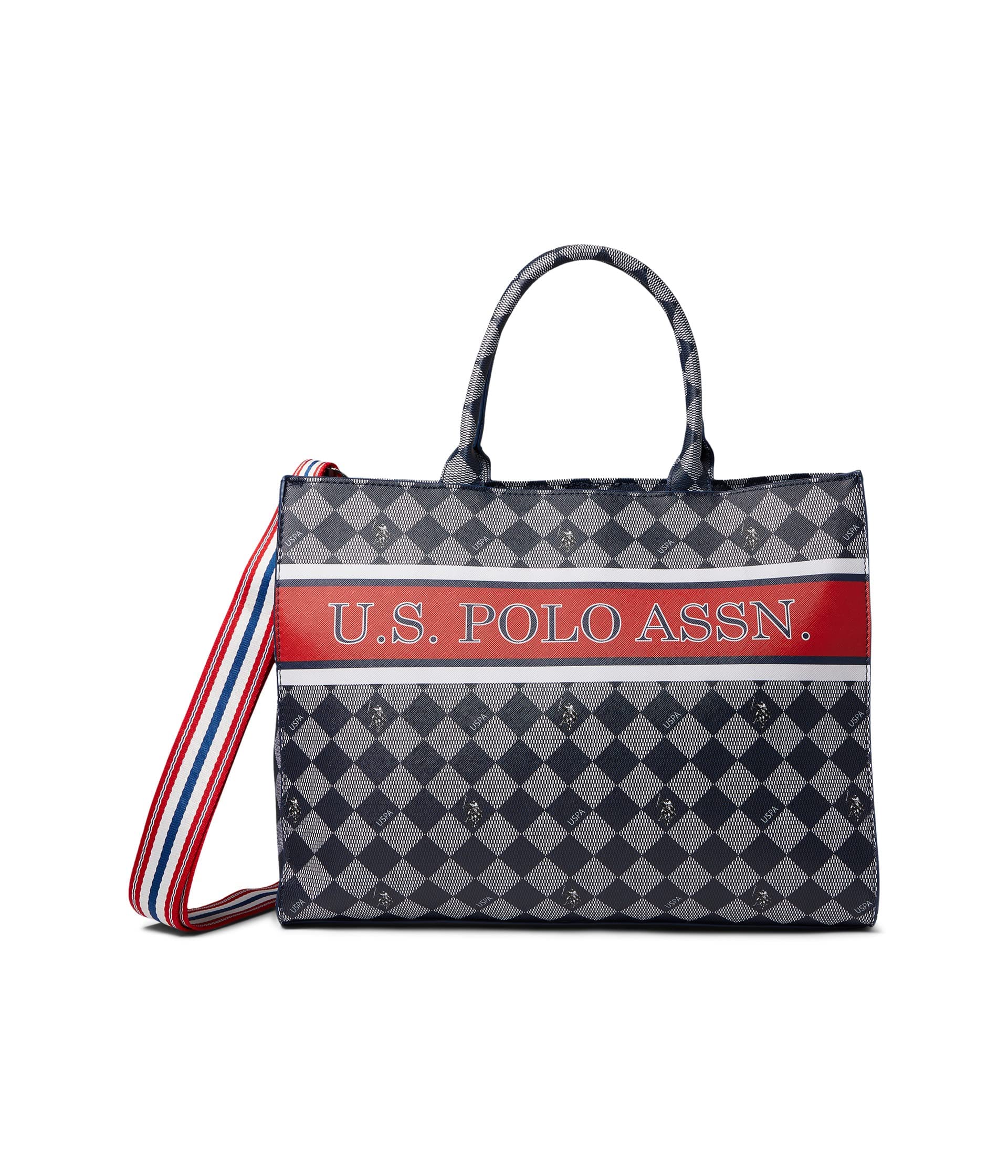 Diamond Stripe Book Tote Bag with Adjustable Crossbody Strap - Stylish & Spacious for Work, Travel, and Everyday Use