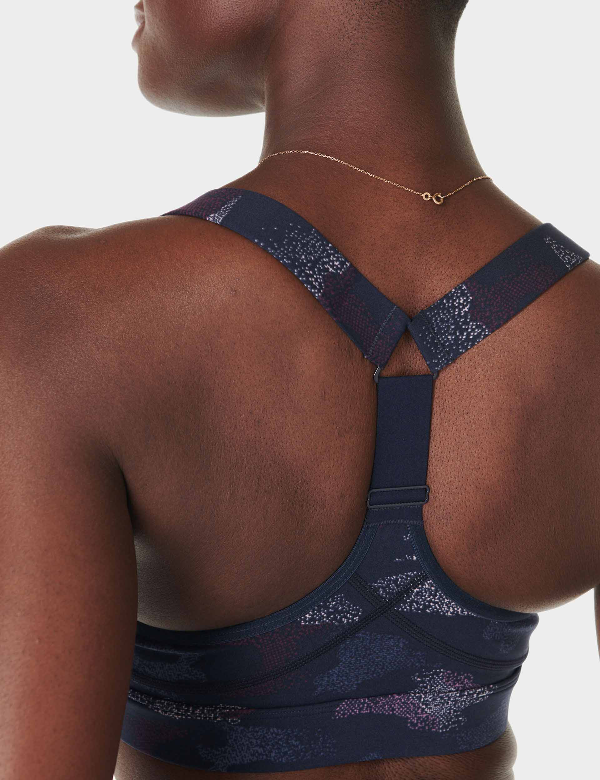 Power Medium Support Sports Bra - Blue Spray Camo Print - High Impact Workout & Running Top for Women - Gym, Yoga & Activewear