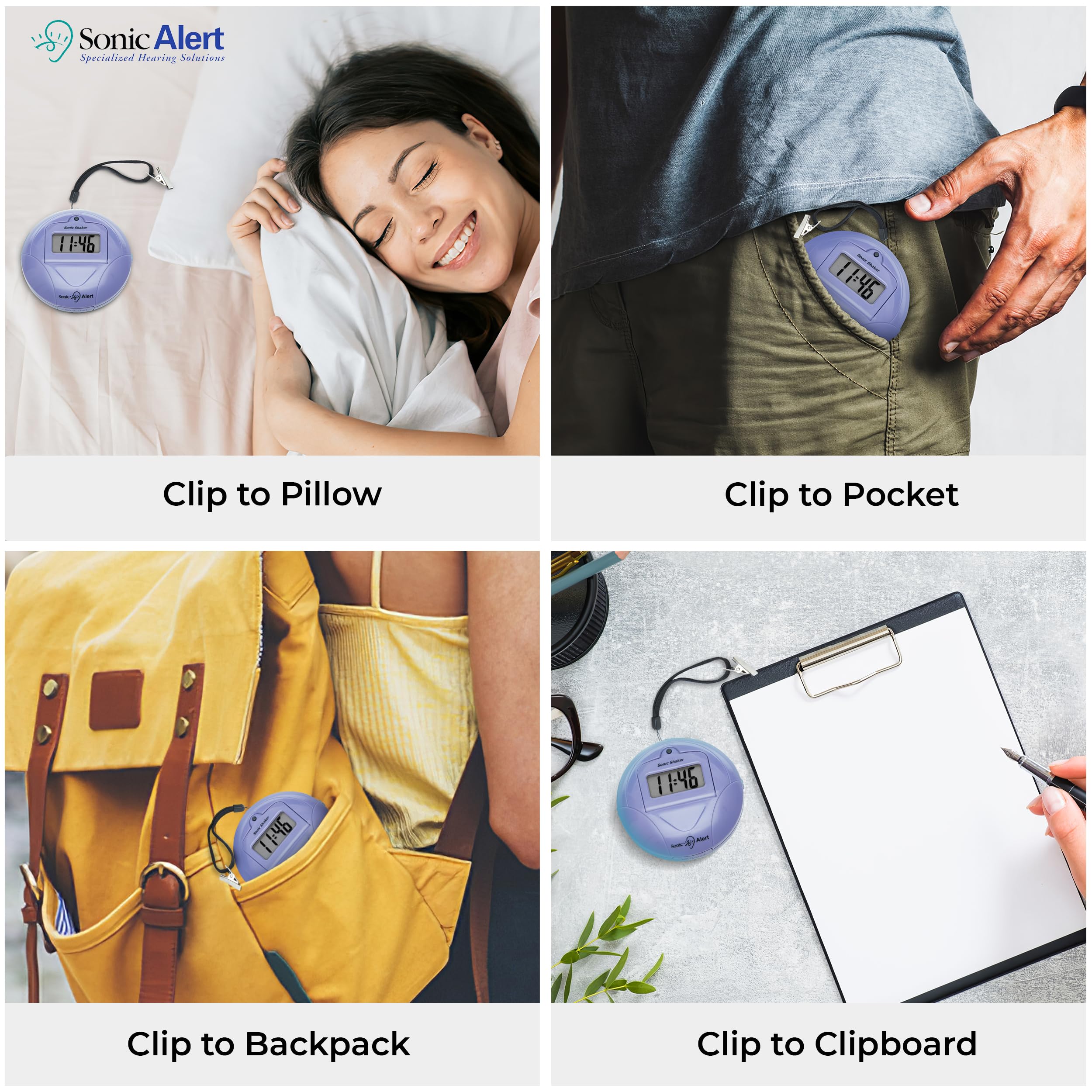 **Sonic Alert Digital Alarm Clock for Heavy Sleepers - Vibrating Travel Alarm Clock with Bed Shaker & Pillow Vibration - Battery Operated Small Digital Clock - Perfect for Travel, Home, and Office Use**