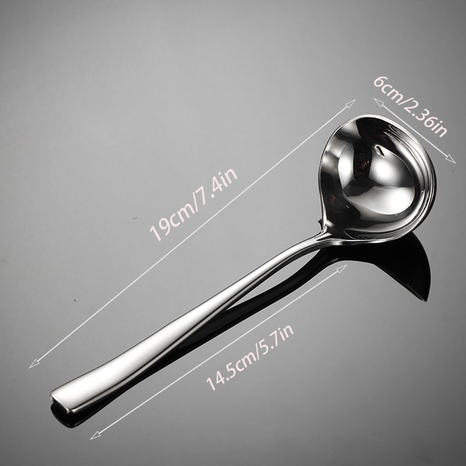 Stainless Steel Small Sauce Ladle with Pouring Spout - 7.4 Inch Gravy Ladle (2 Pack) - Dishwasher Safe - Perfect for Salad Dressing, Sauces, Soups & Kitchen Cooking