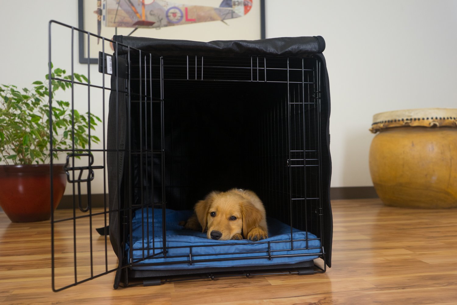 K9 Ballistics Tough Crate Cover™ - 42 Inch Durable Dog Crate Cover, Universal Fit for Wire Dog Kennels, Tan - Perfect for Travel, Home & Vet Visits