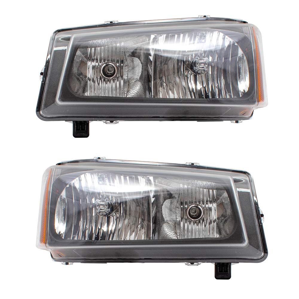 Brock Replacement Headlight Assembly Set - Driver & Passenger Side with Fluted Reflectors - Compatible with 2003-2006 Chevy Avalanche & Silverado Pickup Trucks - Perfect for Night Driving & Off-Road Adventures