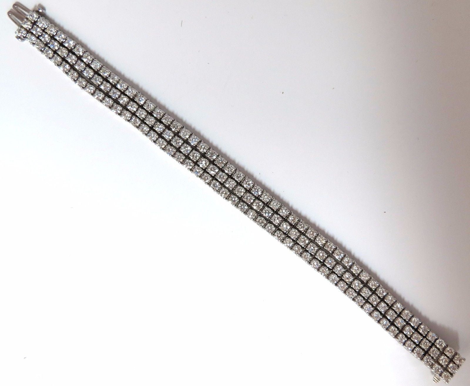 12.32ct Natural Diamond Tennis Bracelet - 14kt White Gold, G/VS Clarity, Three Rows, 7 Inch, Brilliant Cut | Perfect for Weddings, Anniversaries & Special Occasions