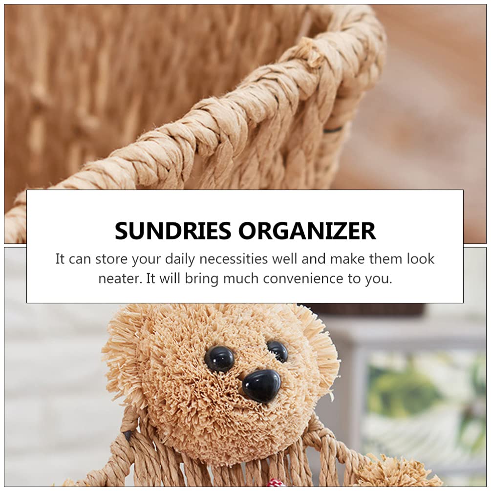 Cabilock 1-Piece Bear Woven Wall Hanging Basket - Large Seagrass Storage Bin for Home Organization | Perfect for Bathroom, Bedroom & Living Room Decor