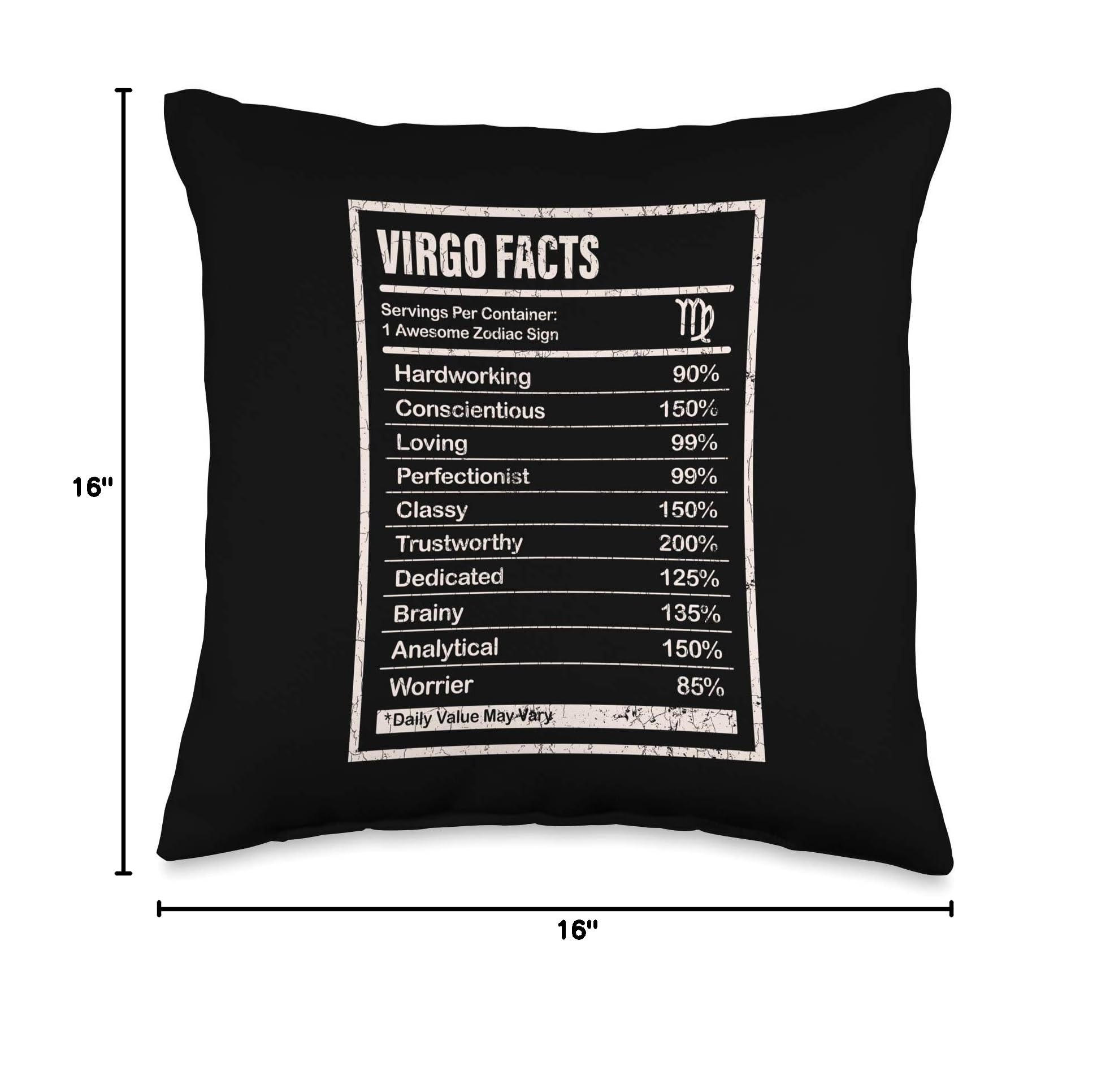 Virgo Zodiac Facts Apparel for Men & Women - Funny Astrology Gift Throw Pillow - Perfect for Home Decor, Birthday Presents & Zodiac Lovers