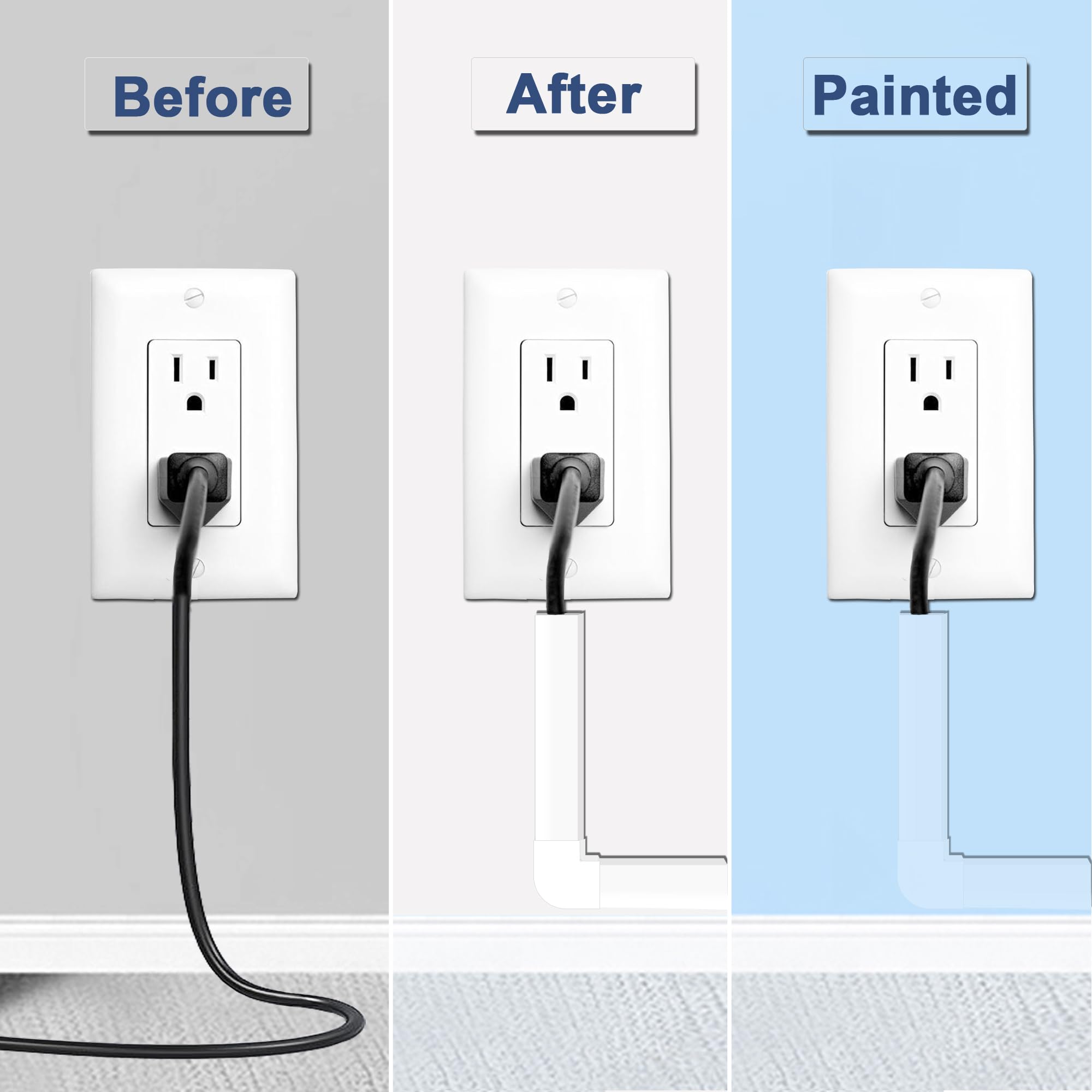 White 157-Inch Cable Cover Wall Channel - Cord Hiders for TV on Wall, Home Theater & Office Cable Management Solution