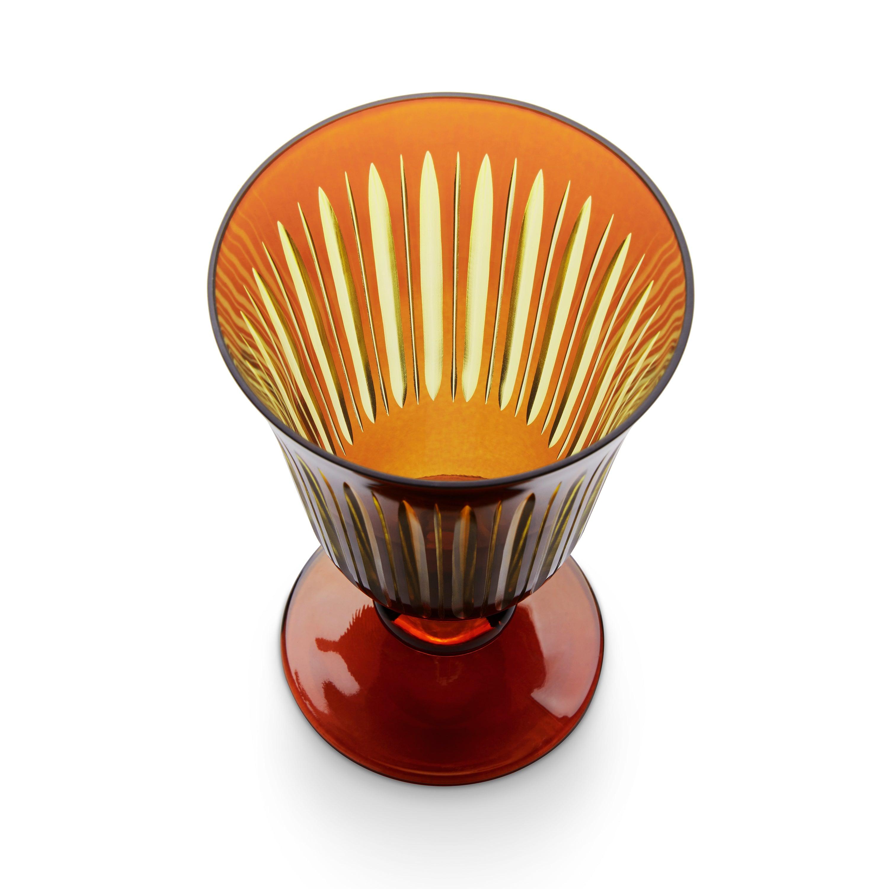 Prism Wine Glasses Amber (Set of 4) - Elegant Crystal Stemware for Red Wine, White Wine & Cocktails - Perfect for Dinner Parties, Weddings & Home Entertaining