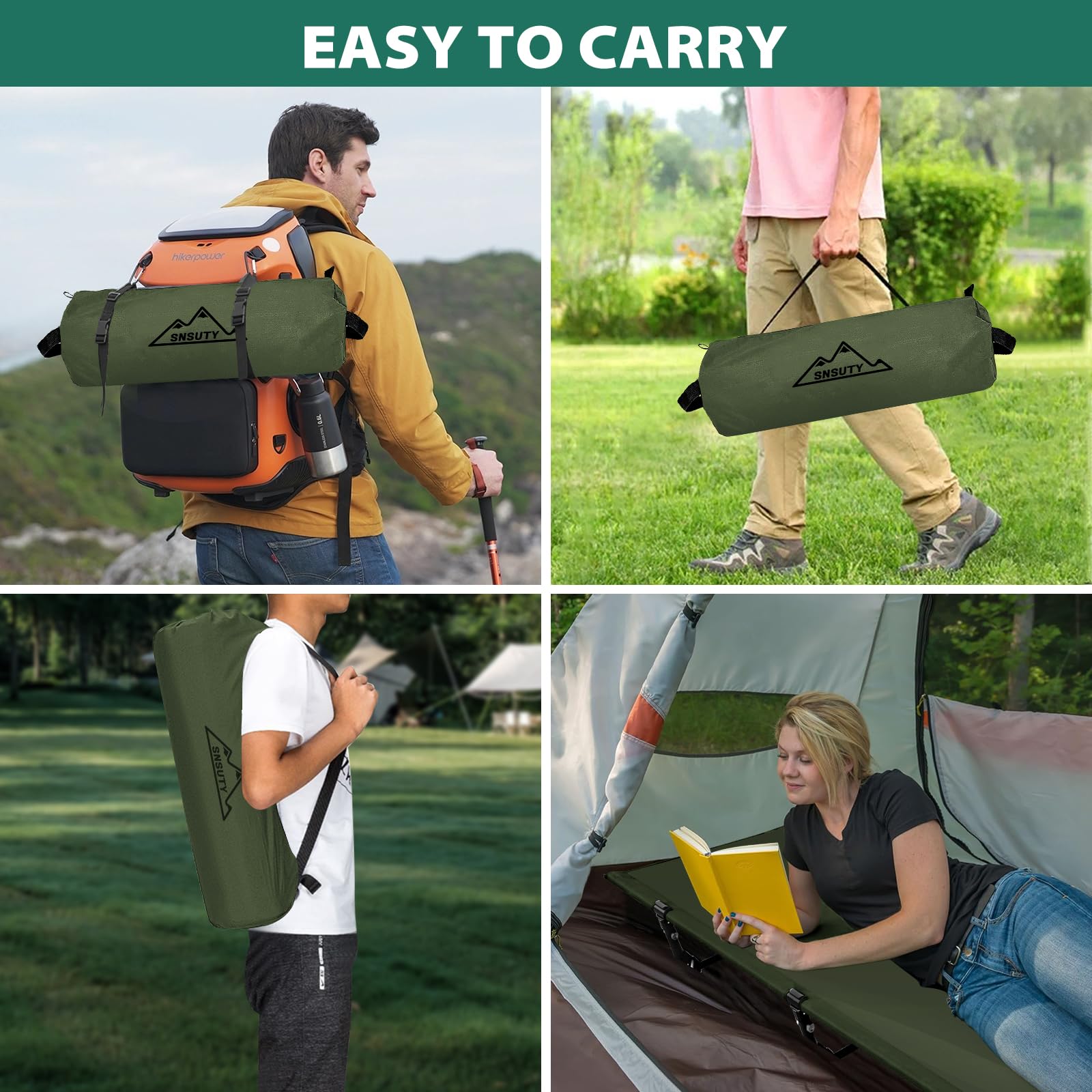 Ultralight Portable Folding Camping Cot for Adults - Compact Backpacking Tent Cot with Leg Extenders - Perfect for Outdoor Camping, Hiking, Backpacking & Travel (Green)