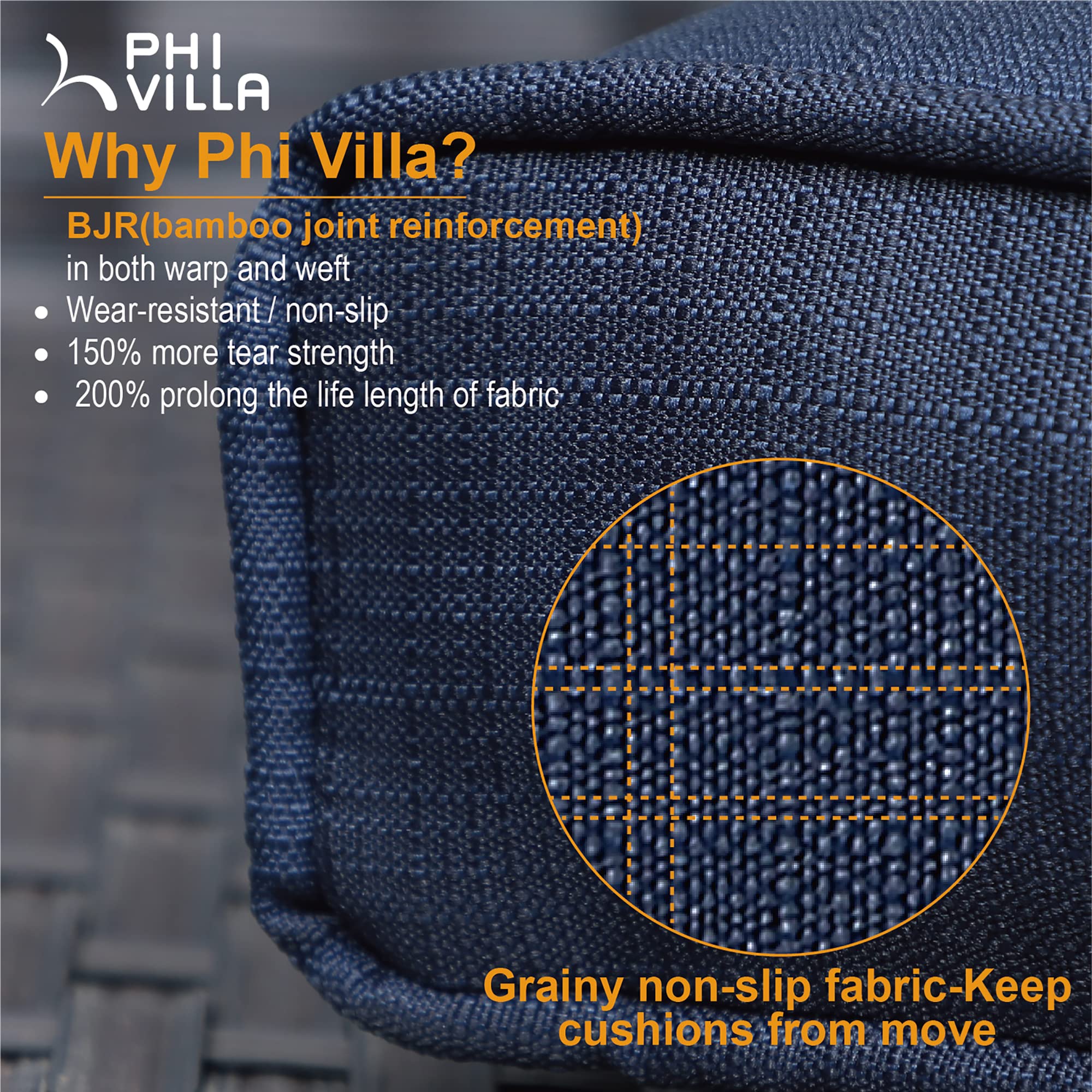 PHI VILLA 2-Piece Outdoor Rattan Sectional Sofa Set with Cushions - Navy Blue Wicker Patio Furniture for Small Spaces (2-Person Seating) - Perfect for Backyard, Balcony, and Poolside Relaxation