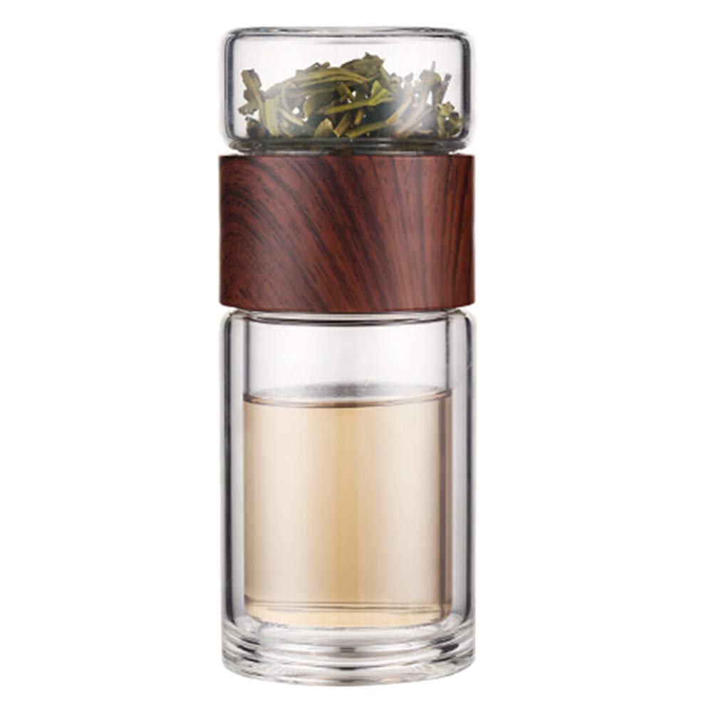 Hemoton Double Wall Tea Bottle with Infuser - Leakproof Travel Mug for Hot/Cold Drinks