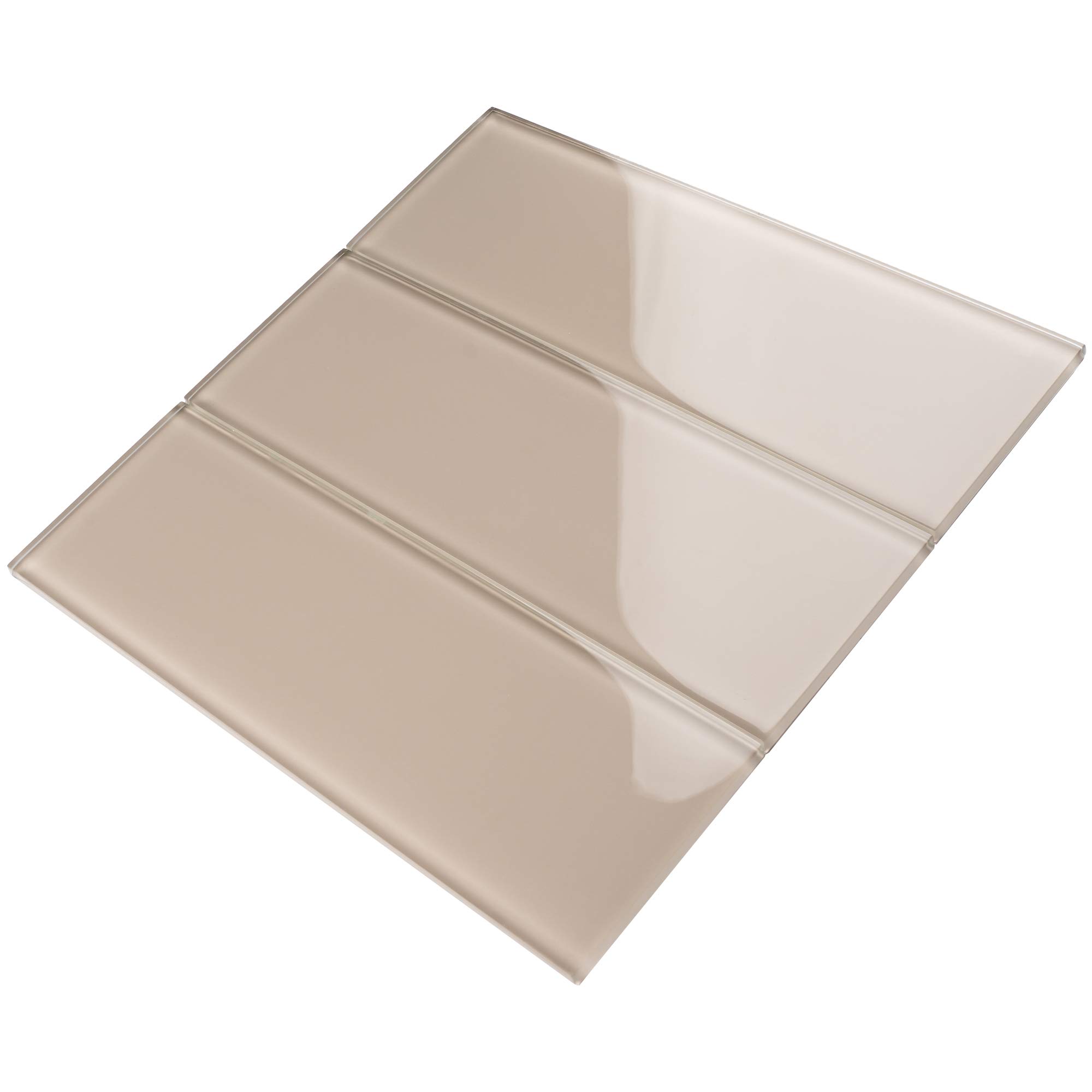 TCSBG-02 4x12 Beige Glass Subway Tile - 10 Square Feet (30 Pieces) - Perfect for Kitchen Backsplash, Bathroom Walls & Shower Surrounds