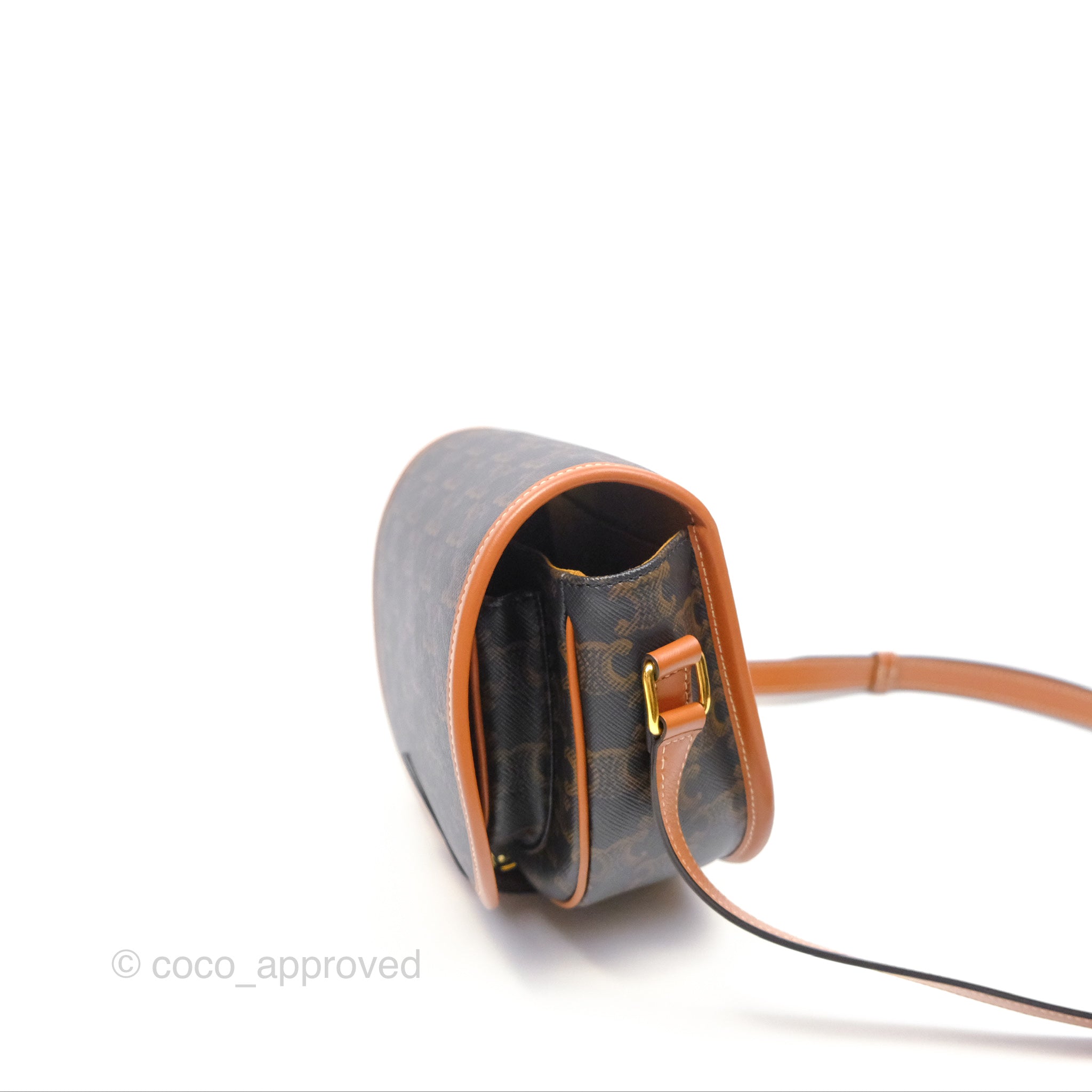 Celine Medium Folco Bag in Triomphe Canvas - Tan Crossbody Bag for Women | Perfect for Work, Travel & Everyday Use