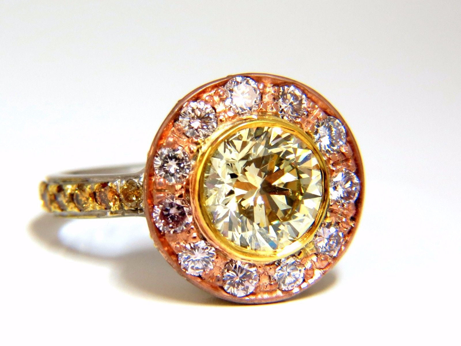 GIA Certified 3.67 Carat Fancy Round Diamond Ring - Circular Flush Deck Setting for Engagement, Wedding & Anniversary Gifts