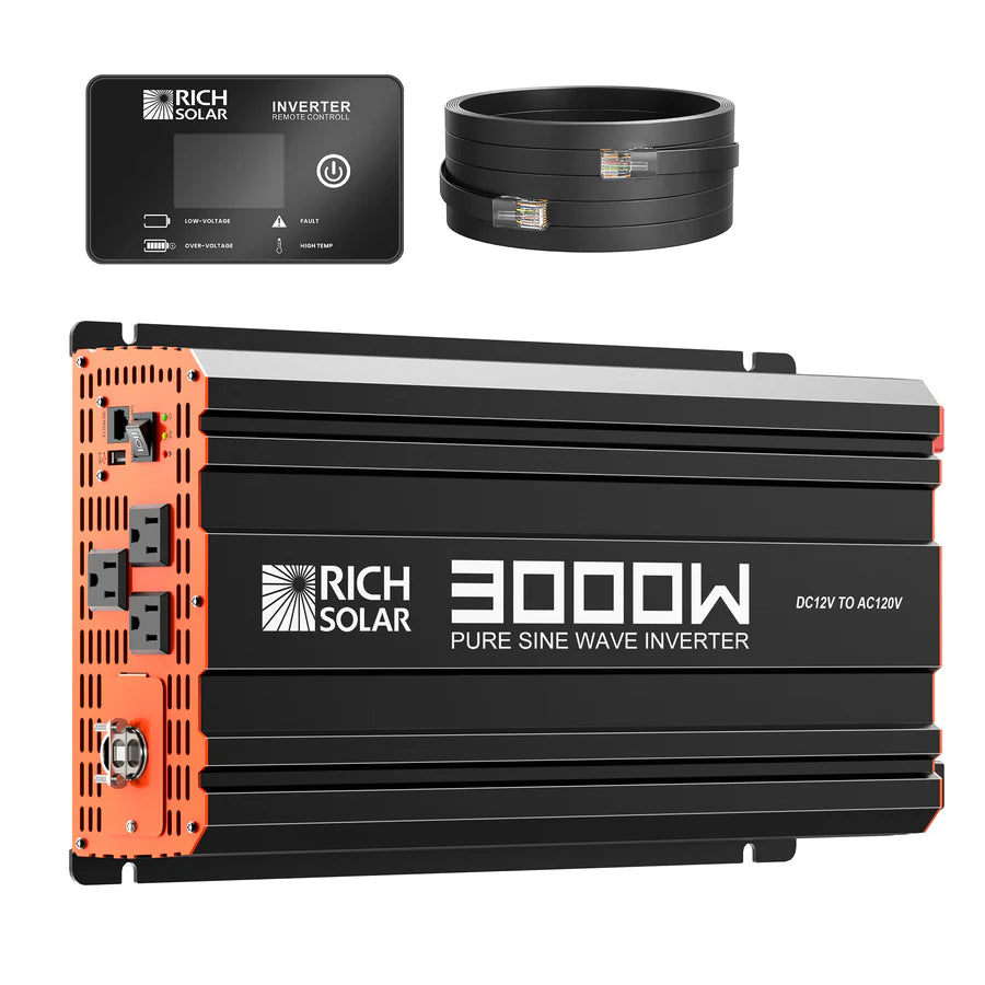 NOVA PURE 3K 3000W 12V Pure Sine Wave Power Inverter | 3000 Watt 12 Volt Industrial Grade Off Grid Inverter for RV, Truck, Boat, Van, Camper | Reliable Backup Power for Camping, Road Trips & Emergency Use | High Efficiency Energy Conversion