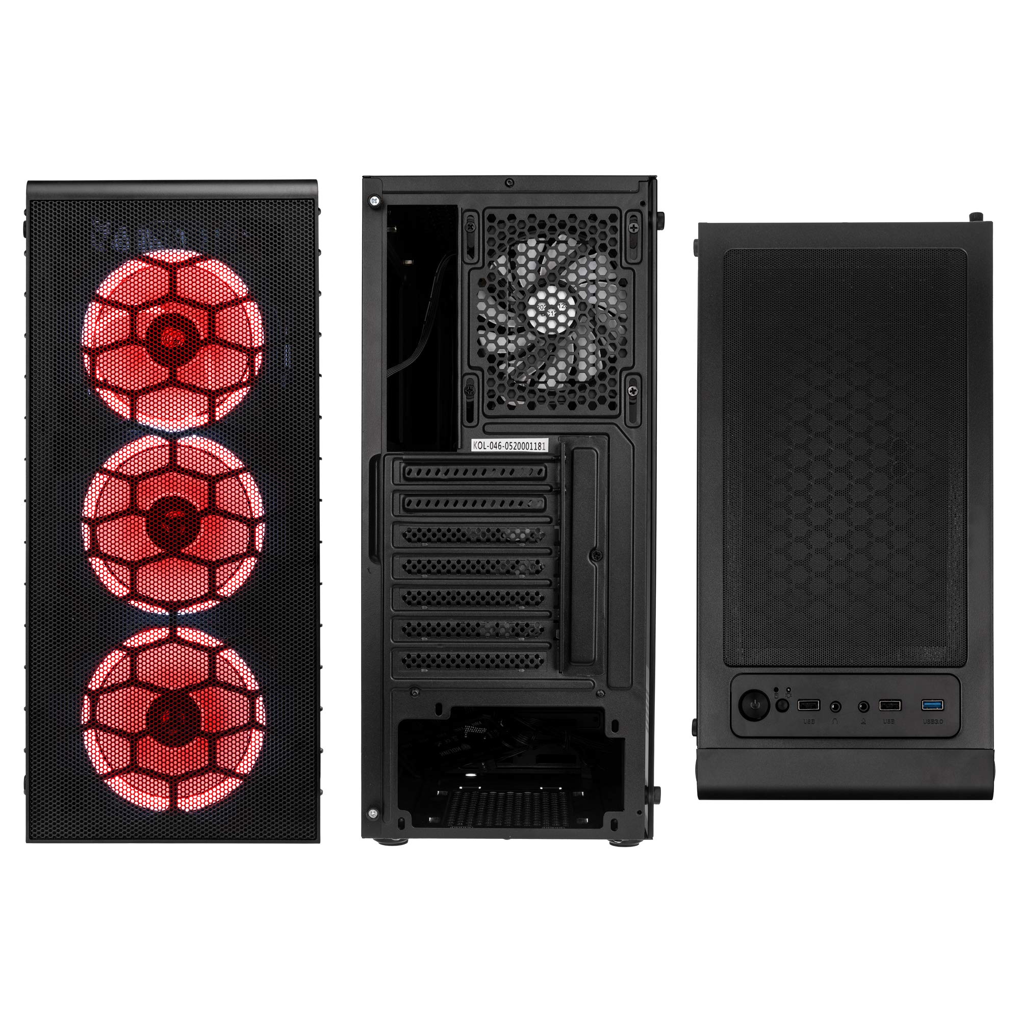KOLINK Observatory Lite Mesh Midi Tower ATX PC Case - RGB Gaming Computer Case with Tempered Glass & Fans - Perfect for Gaming Rigs, Workstations, and Custom PC Builds