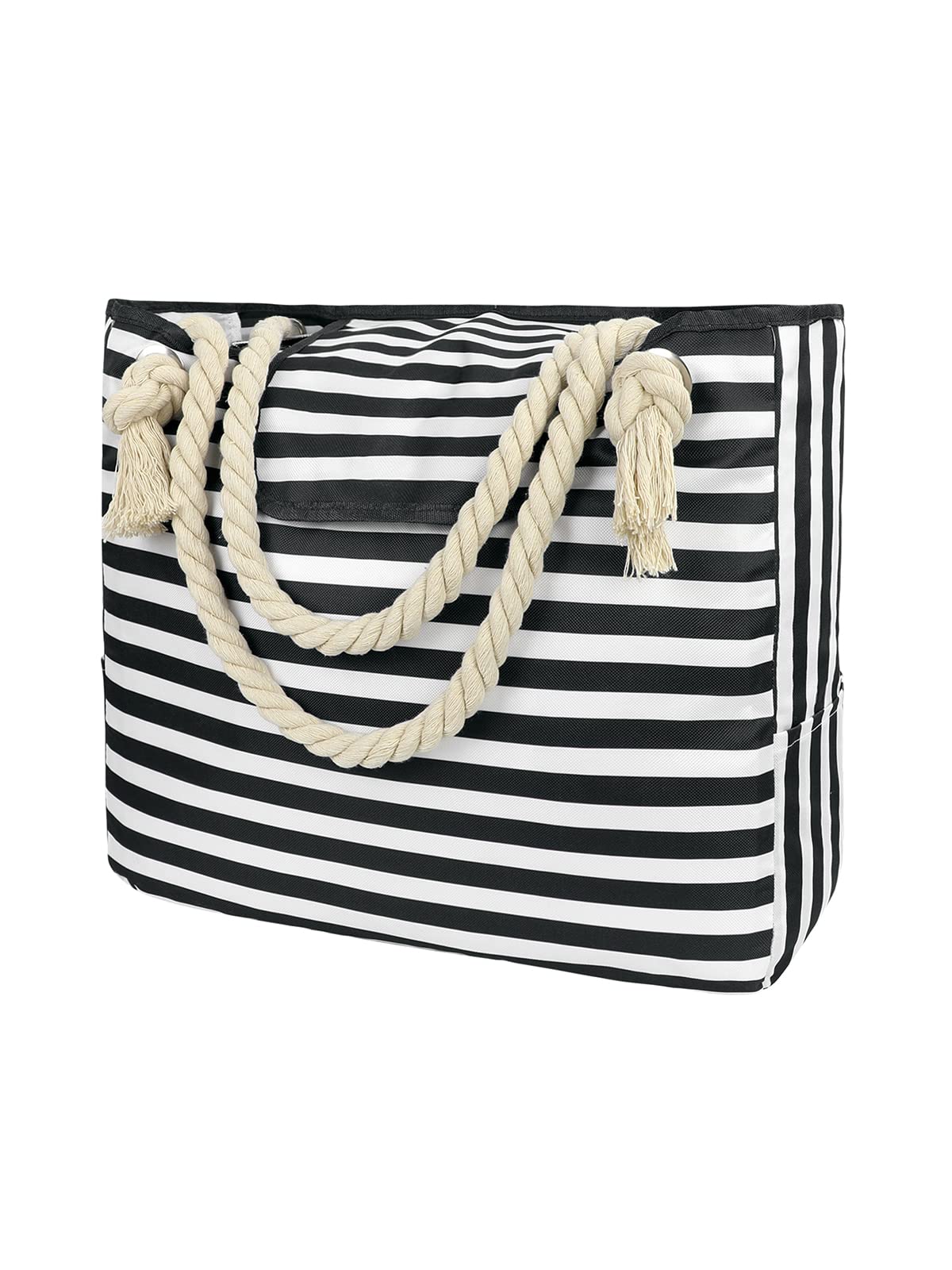 Women's Waterproof Canvas Beach Tote Bag - Extra Large Sandproof Pool Bag with Rope Handles & Pockets | Perfect for Beach Trips, Swimming, Travel & Summer Outings