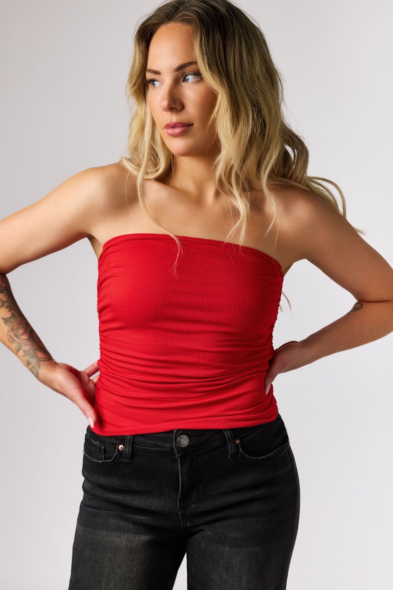 Sexy Ribbed Double Layer Ruched Tube Top for Women - Stretchy Crop Tops for Summer, Party, and Casual Outfits | Perfect for Layering or Wearing Alone