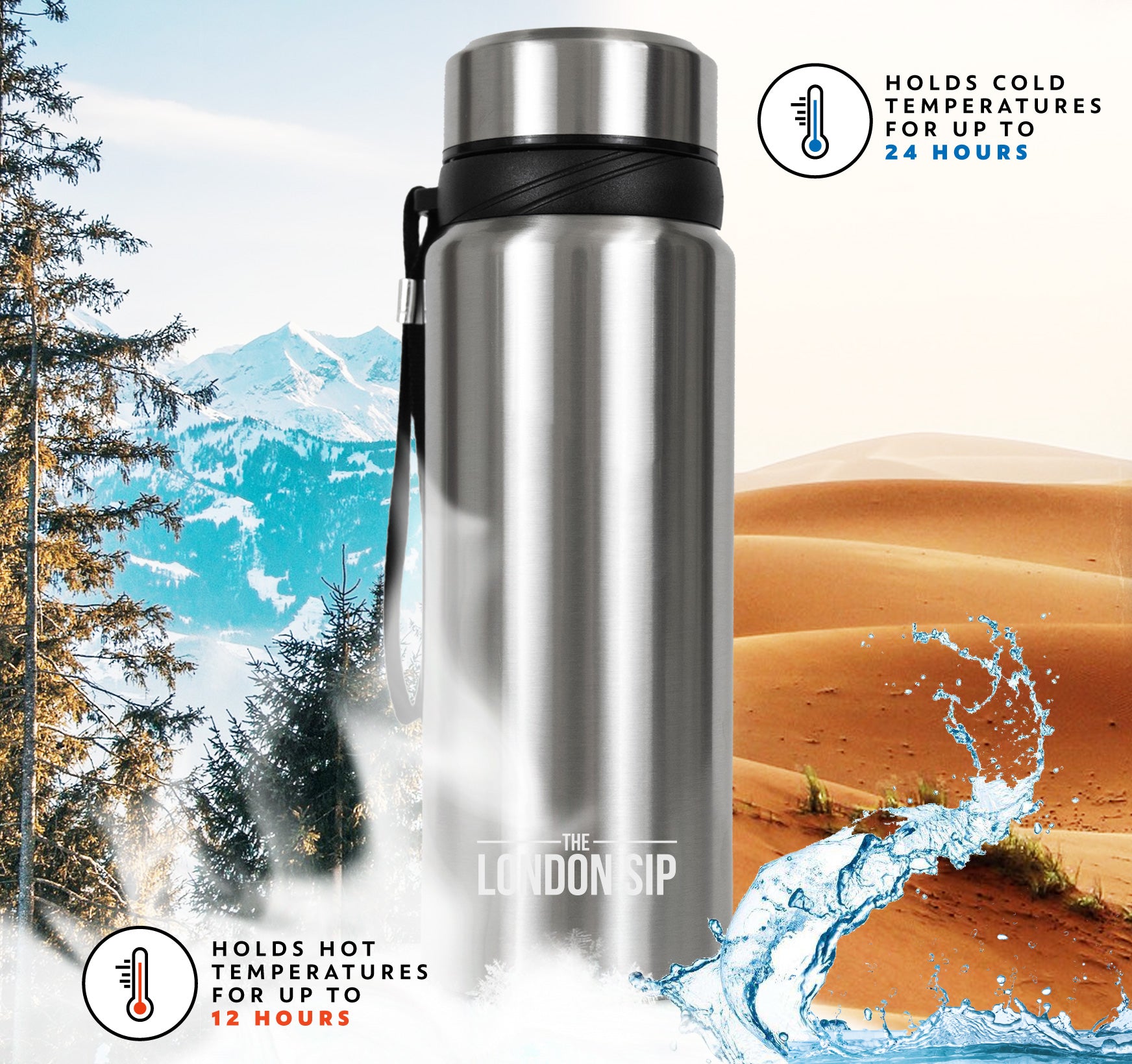 25oz Stainless Steel Tea Infuser Water Bottle - Leak Proof & BPA Free for Hot/Cold Brewing - Perfect for Travel, Gym & Office Hydration