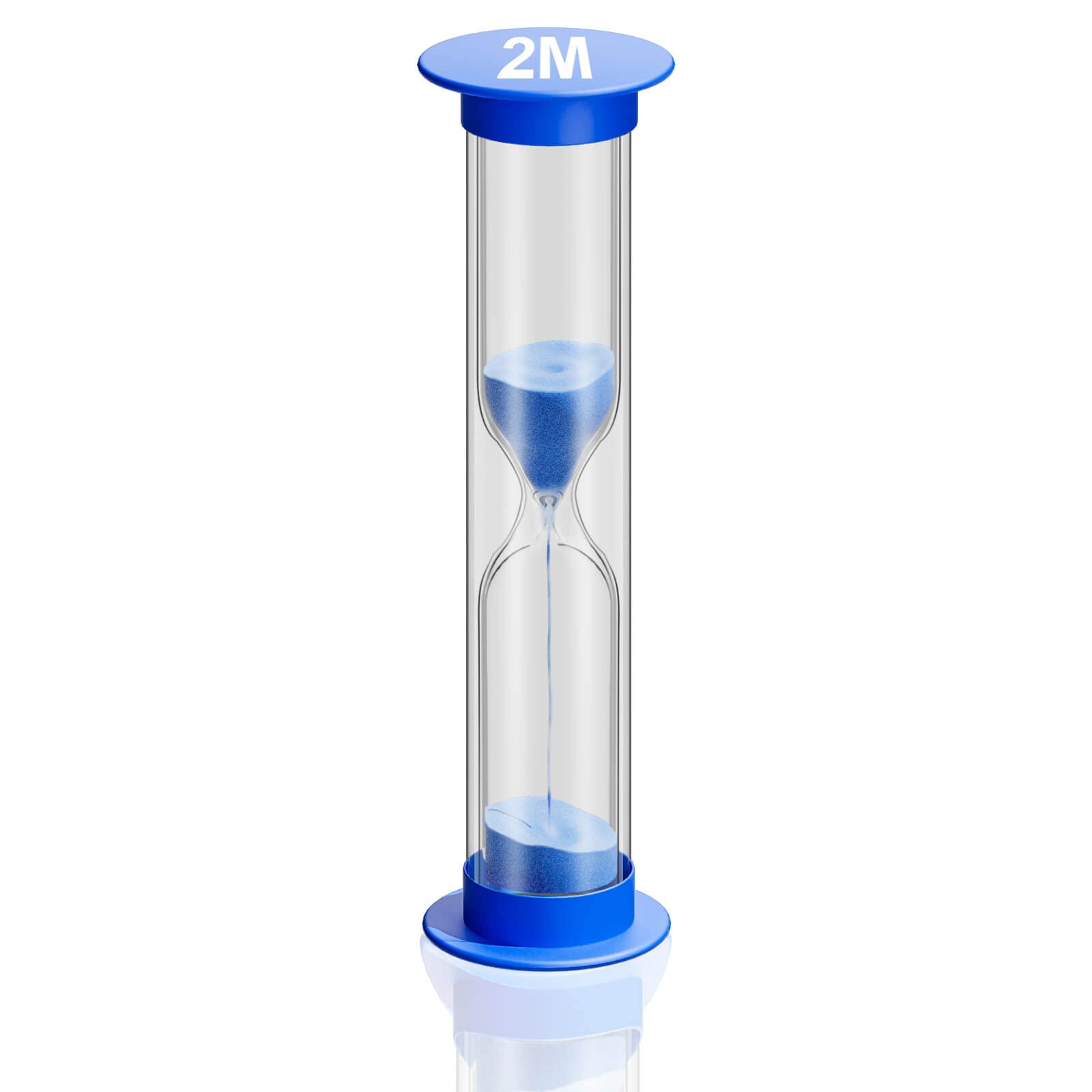 2 Minute Sand Timer for Kids - Unbreakable Acrylic Hourglass, Colorful Plastic Sand Clock for Classroom, Games & Toothbrushing - Blue Sandglass Timer for Time Management & Learning Activities