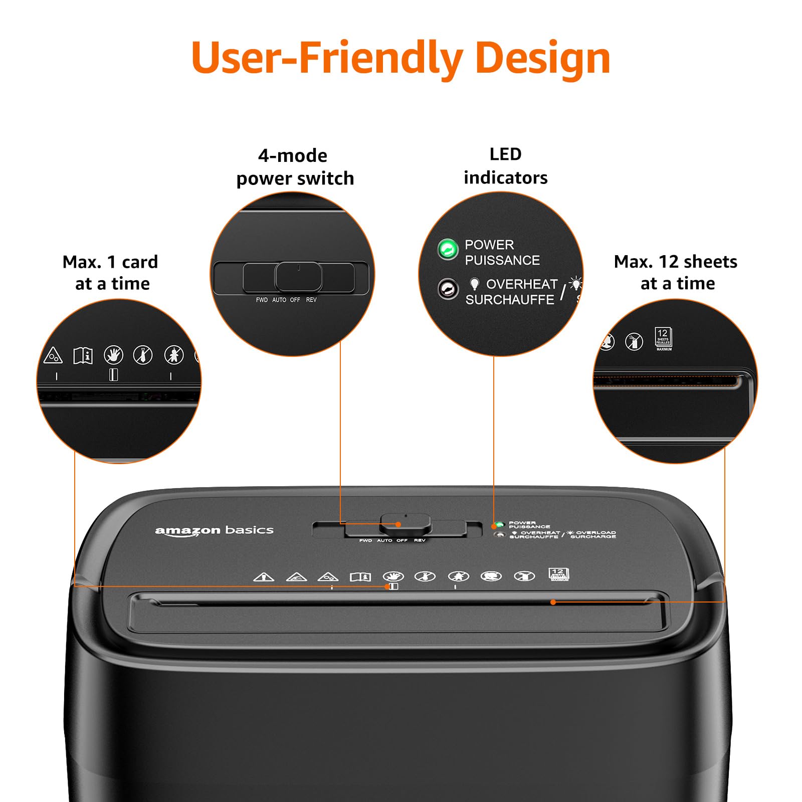 Amazon Basics 12-Sheet Cross-Cut Paper Shredder with Credit Card Slot - Secure Document Destruction for Home & Office Use