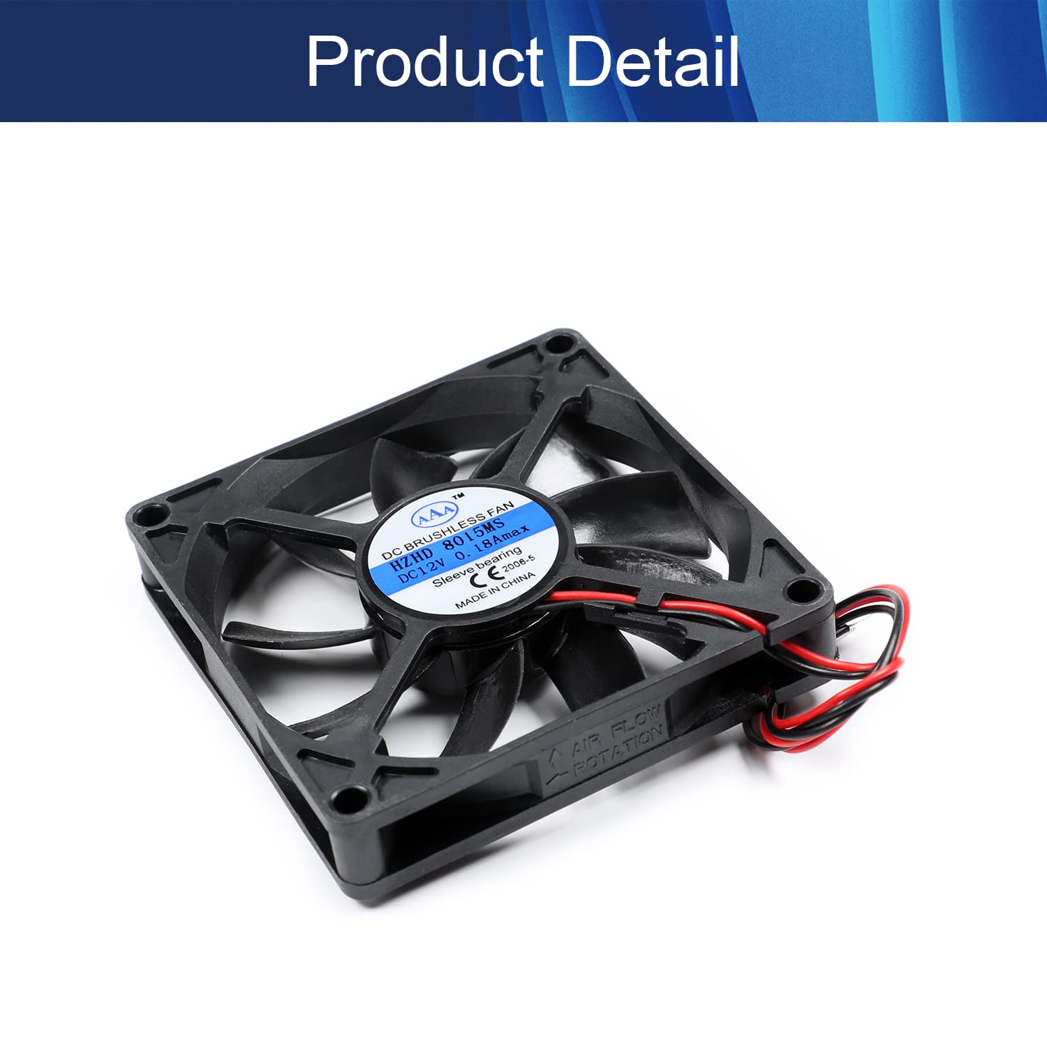 Aicosineg 80x80x15mm 12V Sleeve Bearing Cooling Fan - 2.4W Quiet PC Case Fan for Computer CPU Radiator Cooler | Long Life, High Airflow | Ideal for Gaming PCs, Workstations & Home Office Desktops